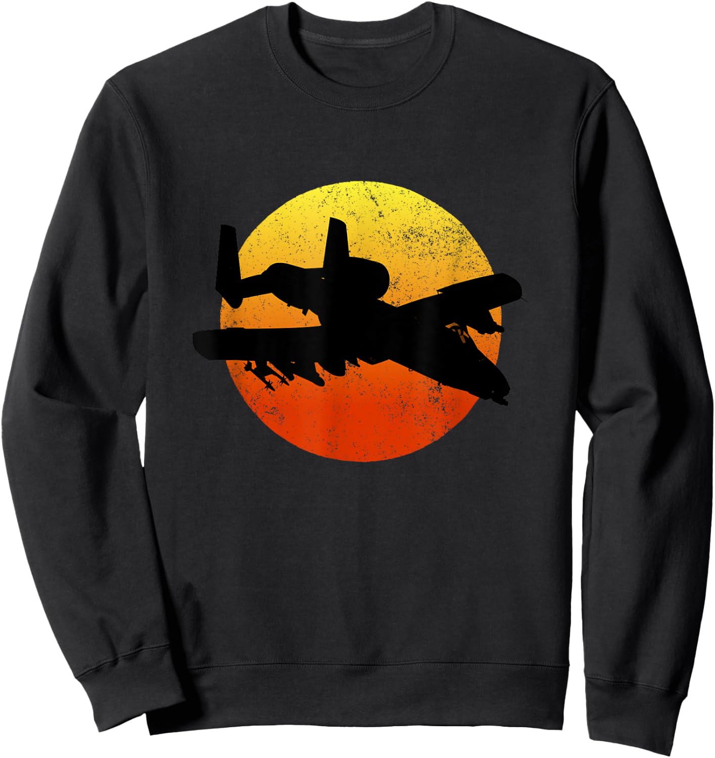 A-10 Warthog Silhouette Sunset Thunderbird Tank Buster A10 Sweatshirt - Sweatshirt | Black