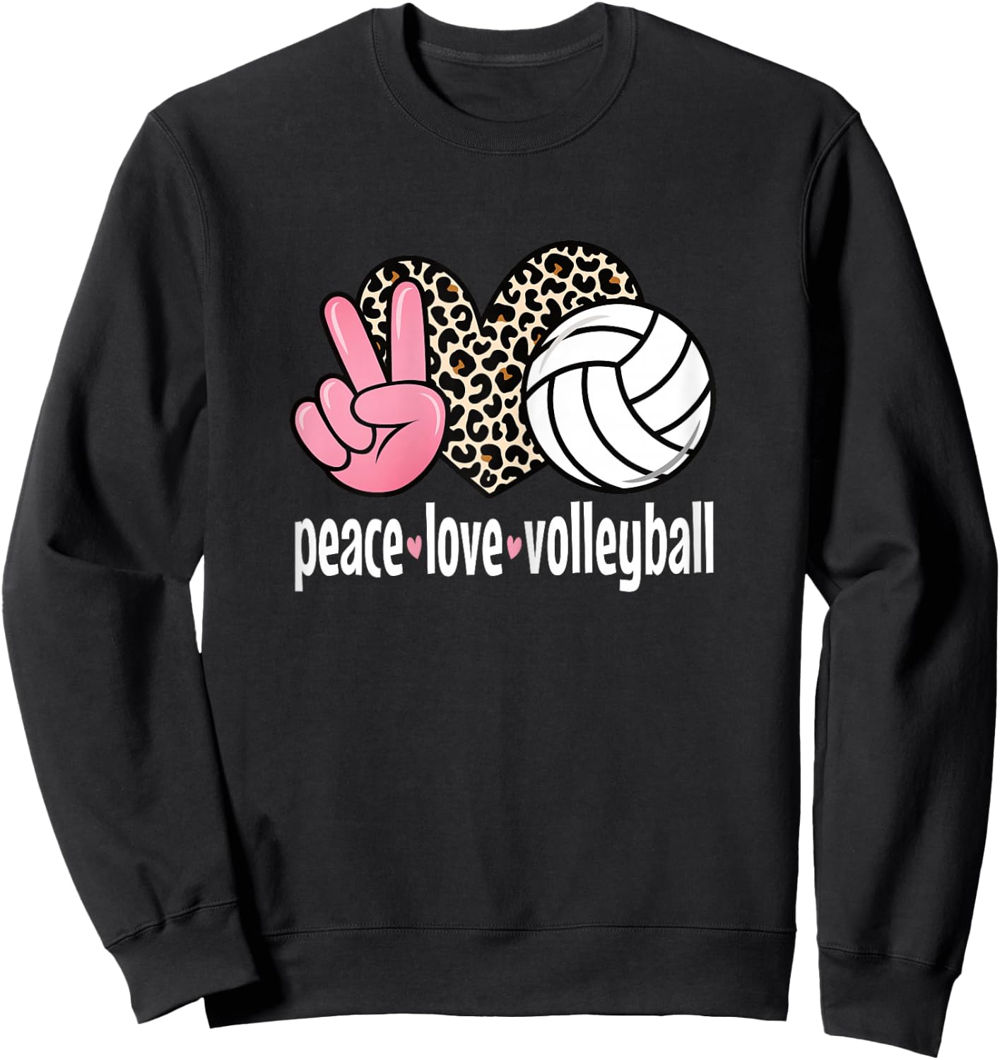 Peace Love Volleyball Cute Volleyball Women Girls Kids Sweatshirt - Sweatshirt | Black