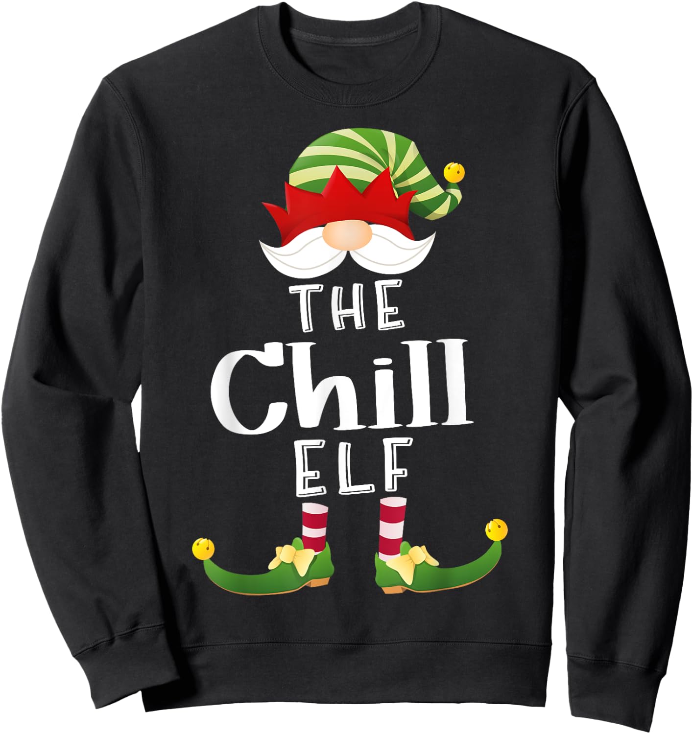 Chill Elf Group Christmas Funny Pajama Party Sweatshirt - Sweatshirt | Black