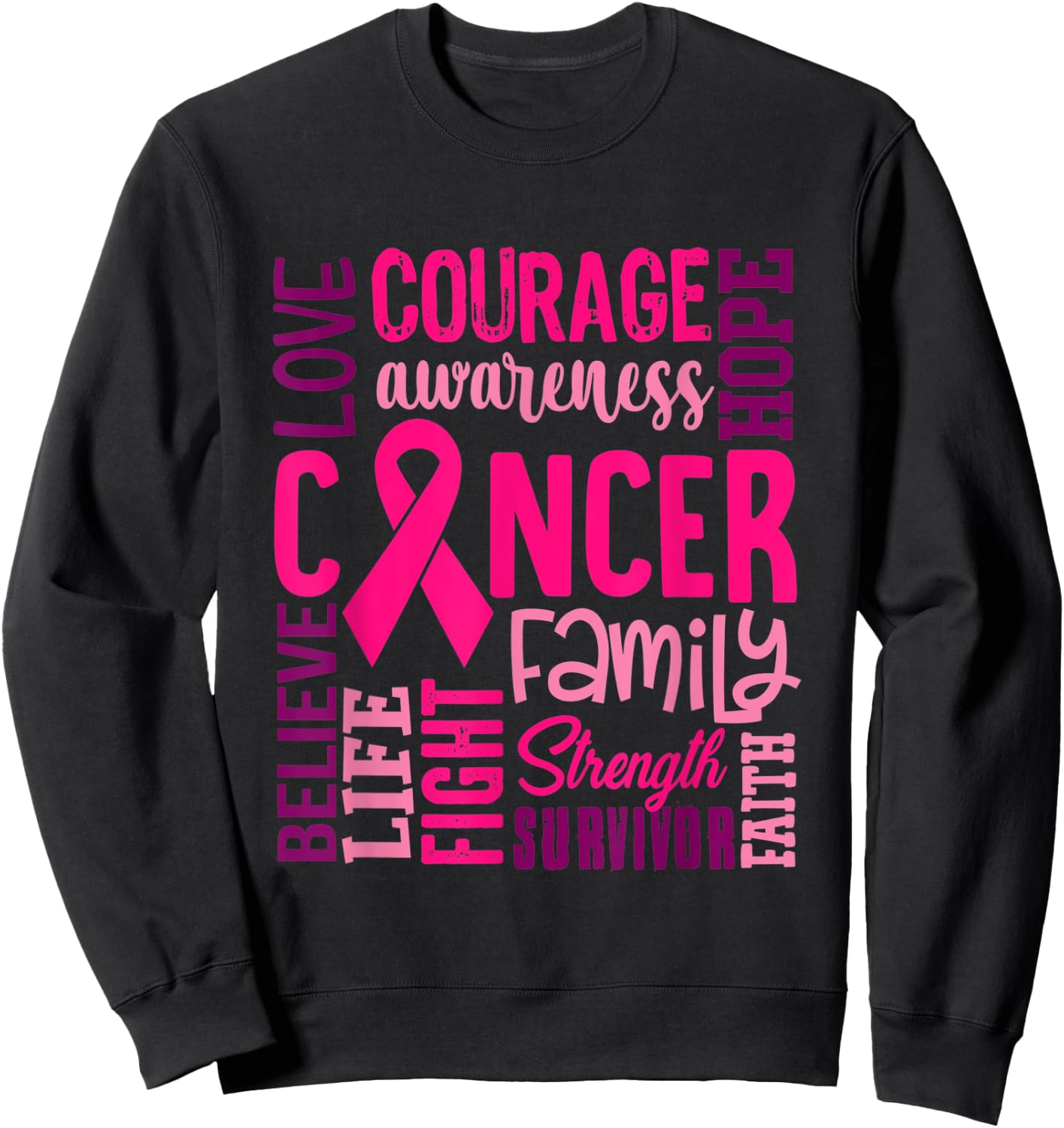 Pink Breast Cancer Awareness Survivor Supporter Sweatshirt - Sweatshirt | Black