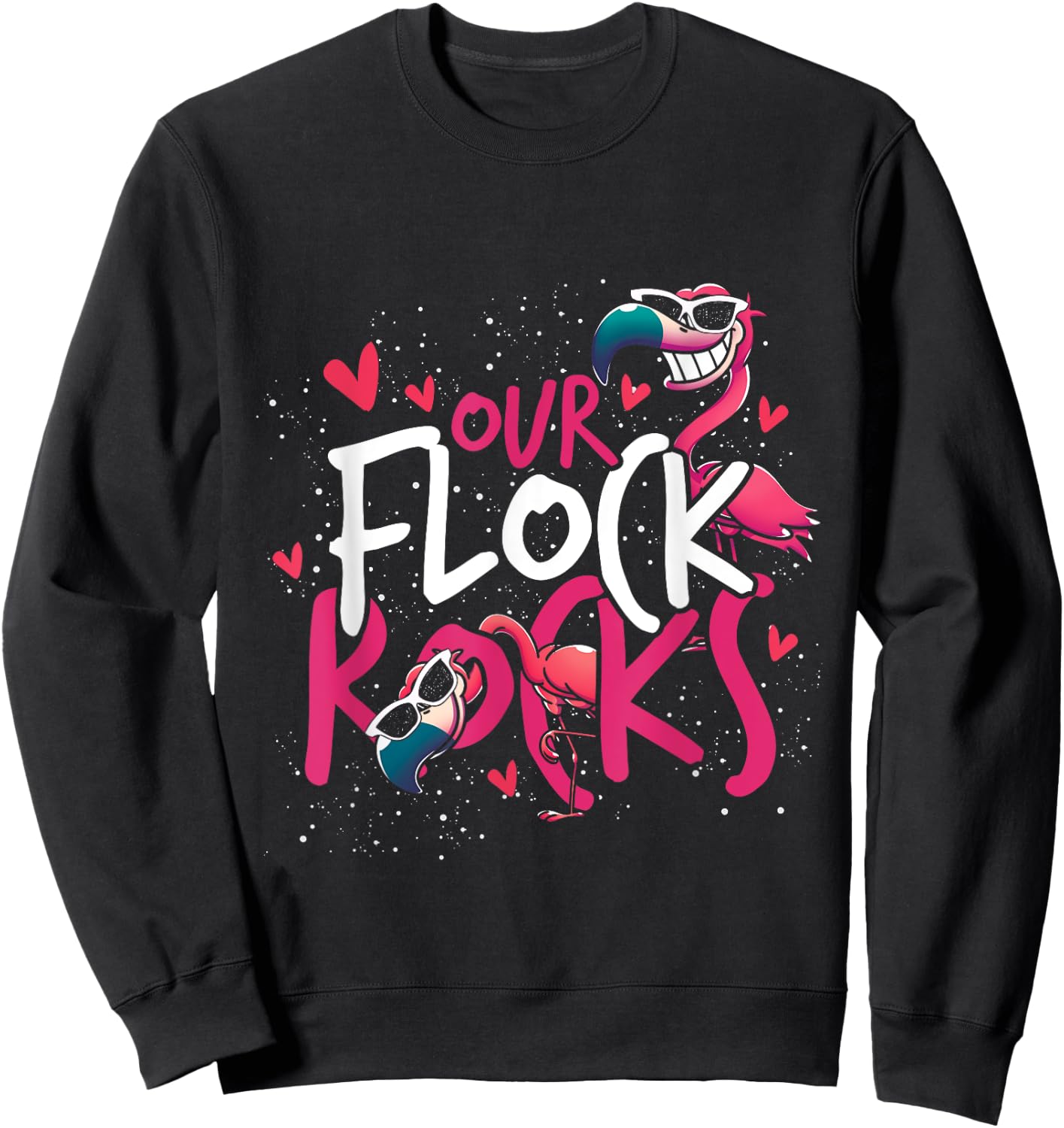 Our Flock Rocks Flamingo Sweatshirt - Sweatshirt | Black