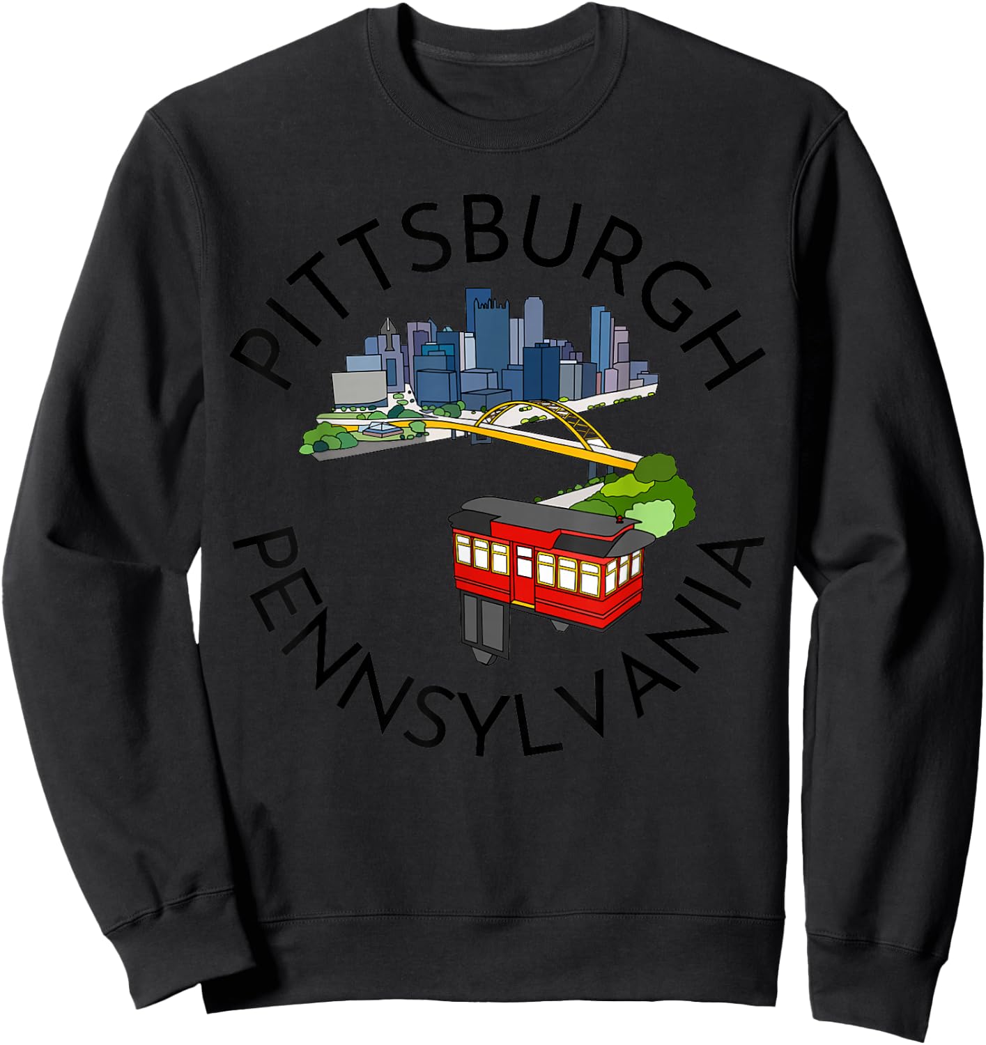 Pittsburgh Pennsylvania Steel City Skyline Bridge 412 Sweatshirt - Sweatshirt | Black