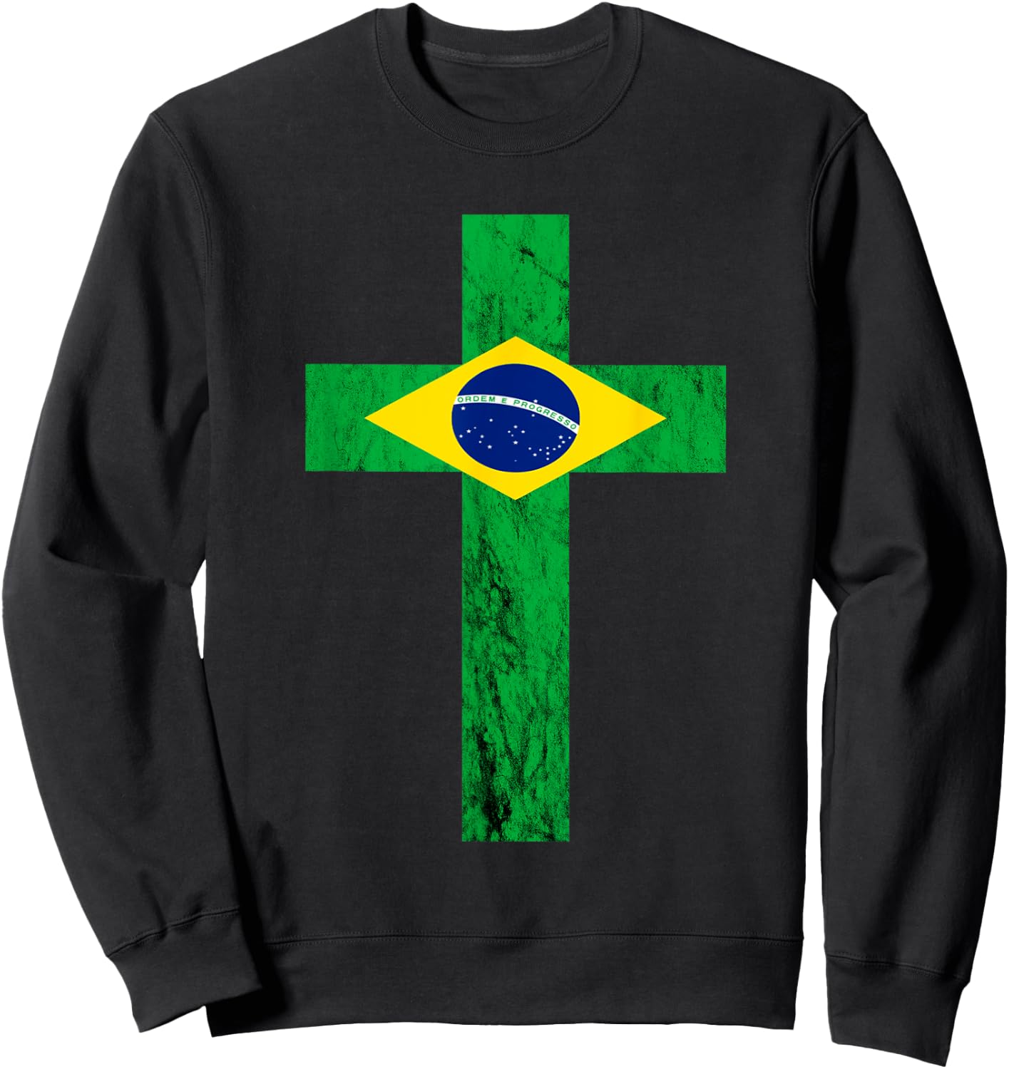 Brazil Jesus Christ Cross Brazilian Faith Christians Sweatshirt - Sweatshirt | Black