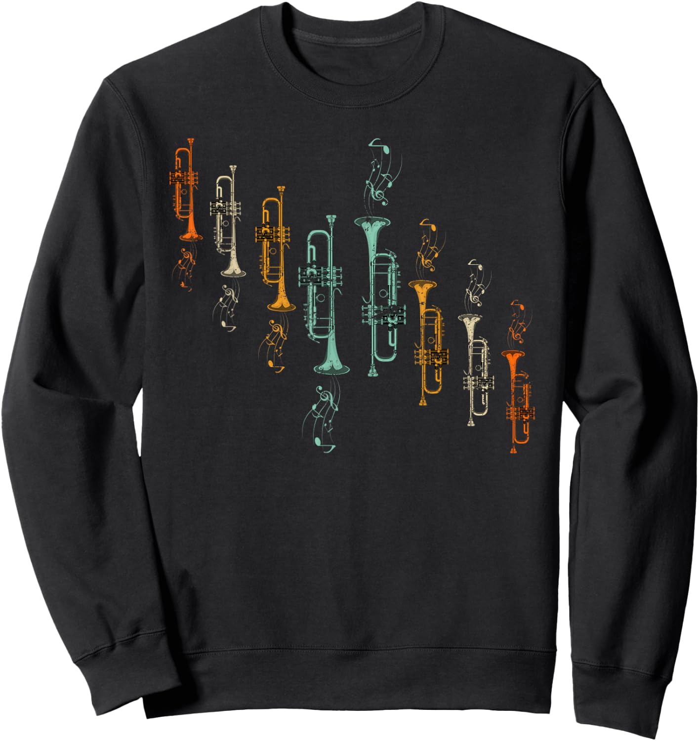 Jazz Music Sheet Music Trumpeter Gift Trumpet Sweatshirt - Sweatshirt | Black