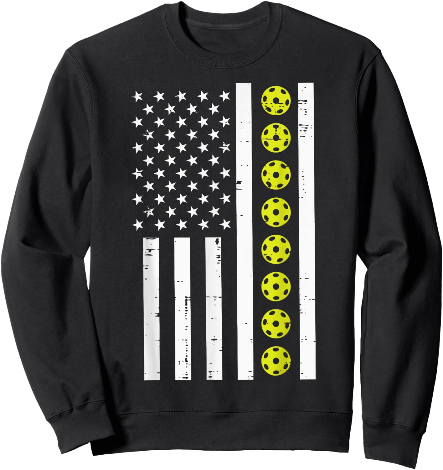 Pickle Ball US Flag Pickleball Patriotic Men Women Kids Boys Sweatshirt - Sweatshirt | Black