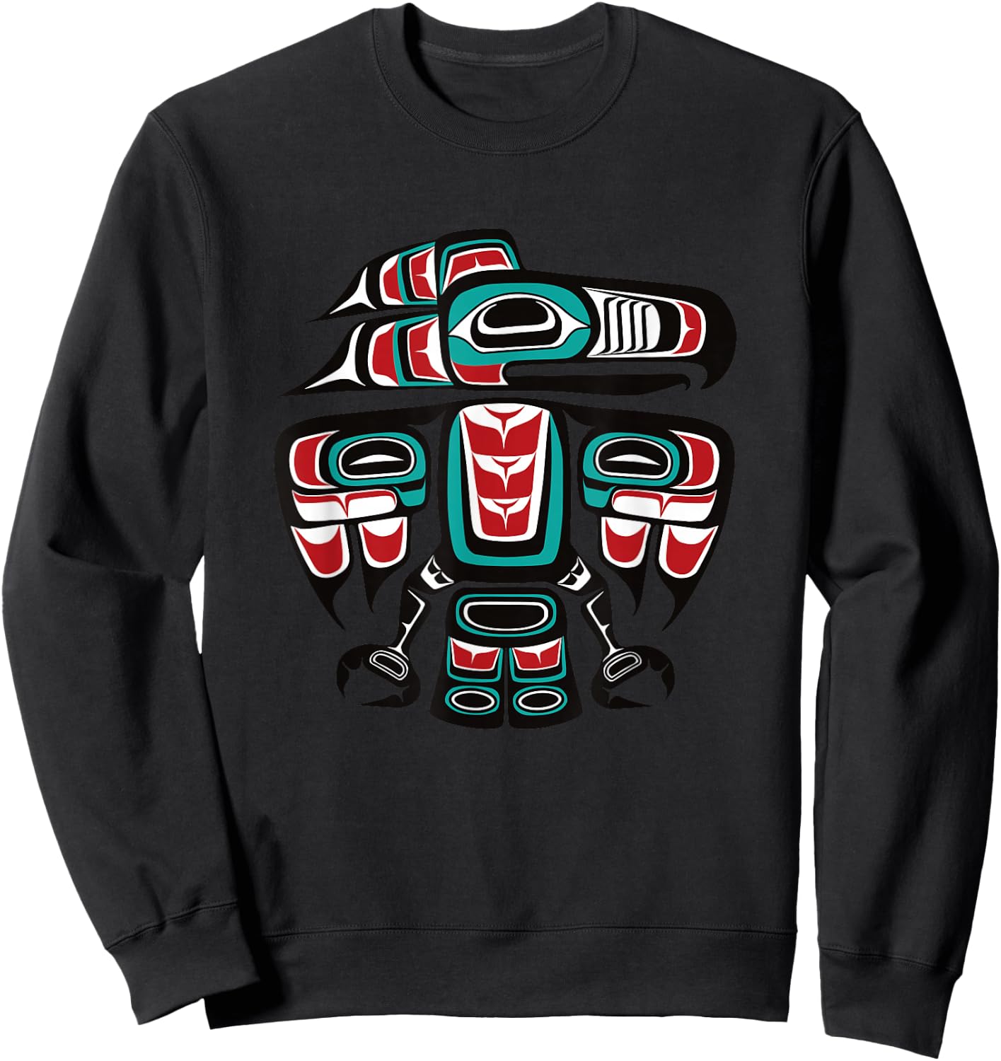 Northwest Pacific Haida Tlingit Native Raven Totem Sweatshirt - Sweatshirt | Black