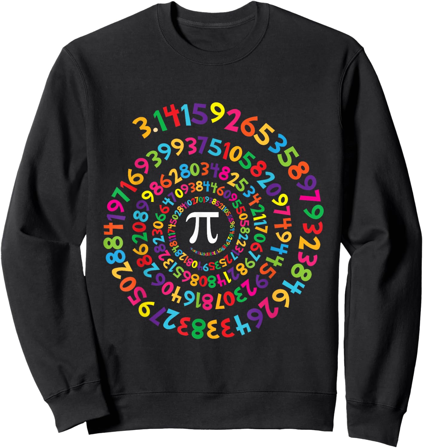 Colorful Pi Swirl - Pi Day & Math Lover Gift Sweatshirt - Sweatshirt | Black