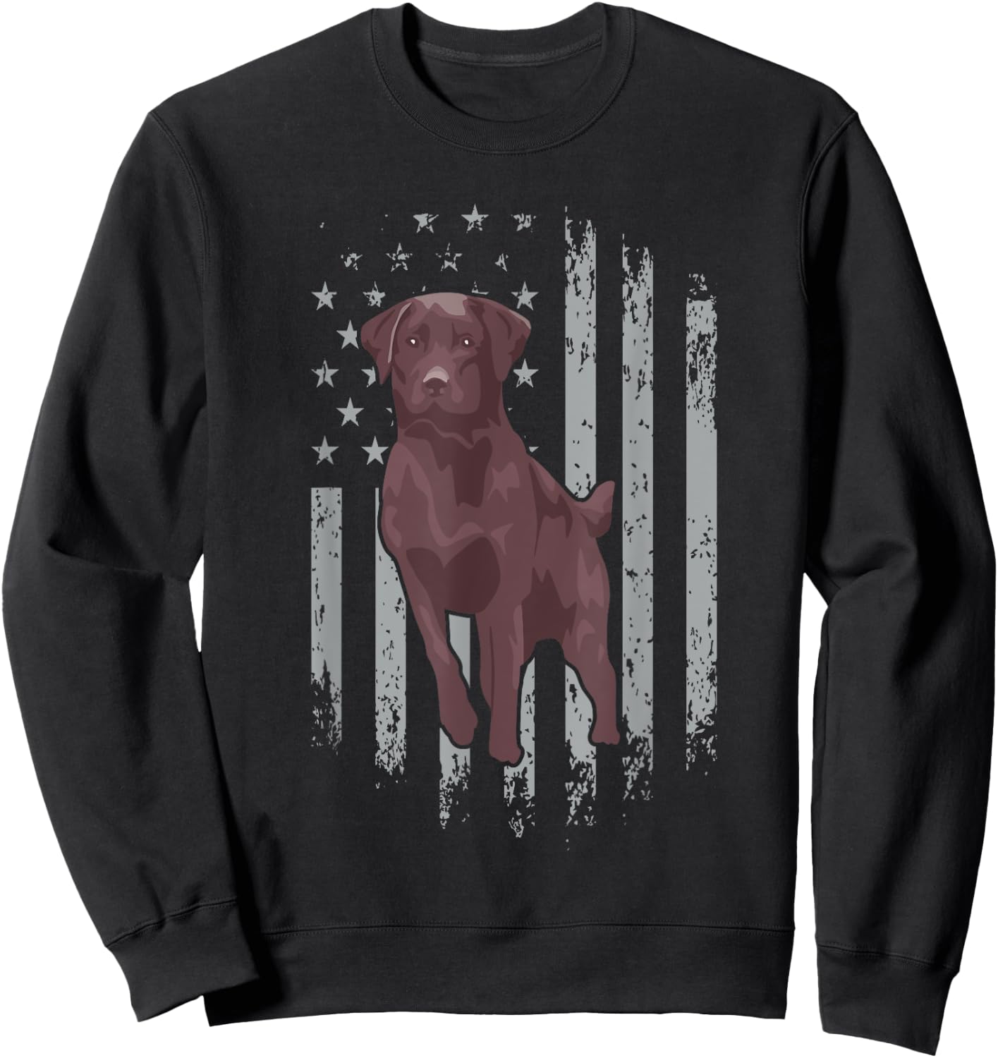 Chocolate Lab American Flag Brown Labrador Retriever Owner Sweatshirt - Sweatshirt | Black