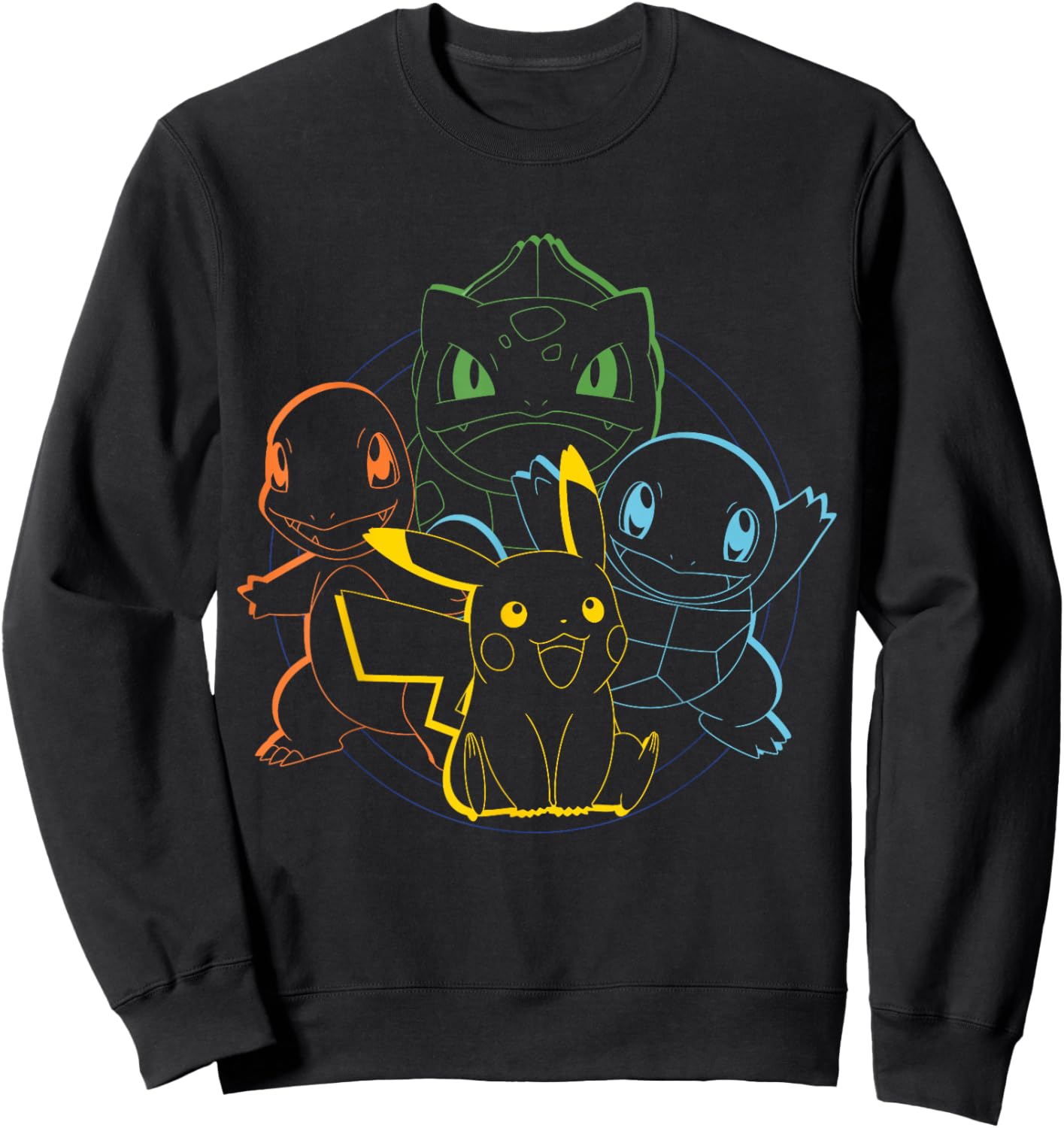 Pokémon - Pikachu Charmander Bulbasaur Squirtle Kanto Circle Sweatshirt - Sweatshirt | Black