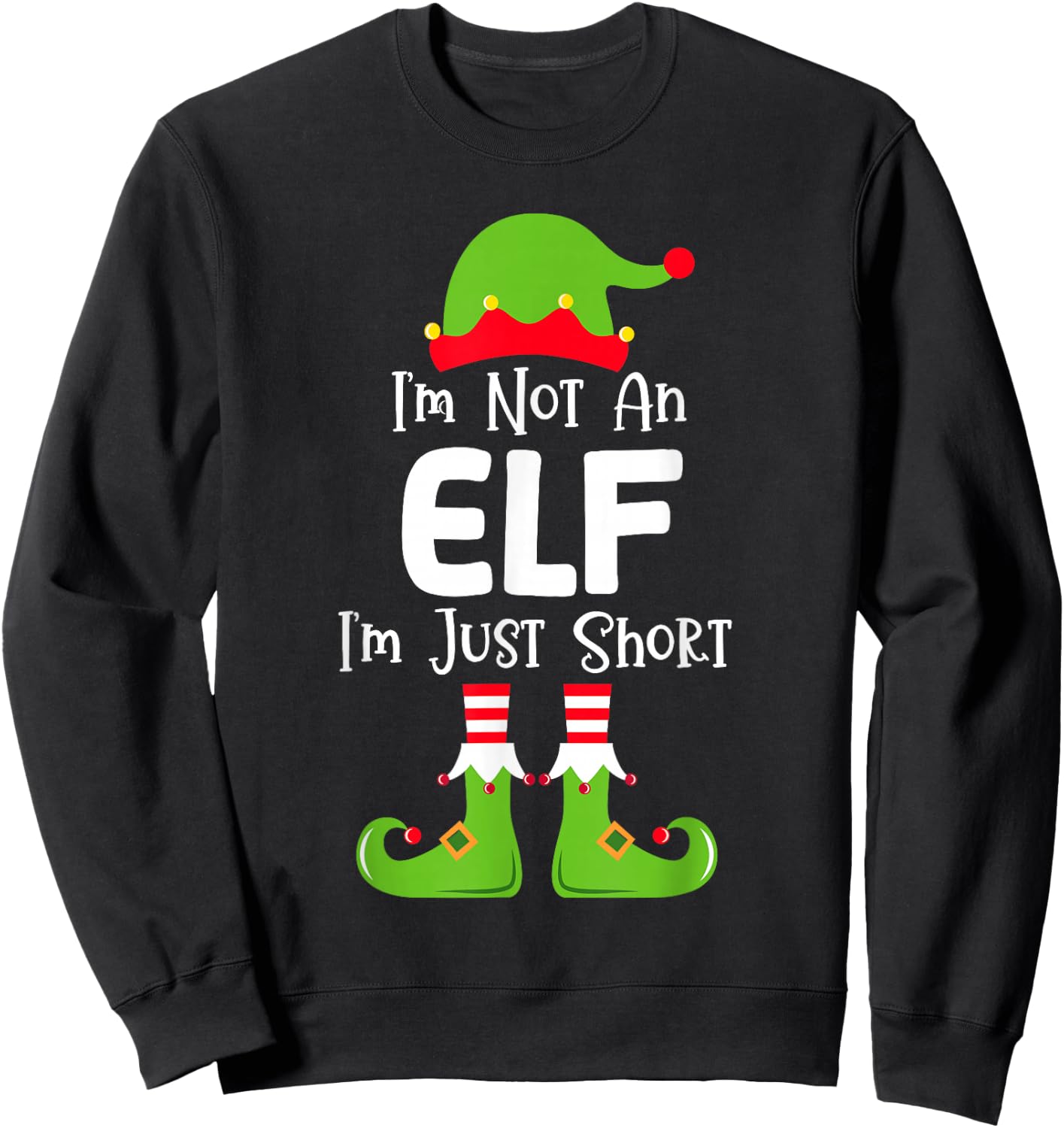 I'm Not An Elf I'm Just Short Family Christmas Pjs Matching Sweatshirt - Sweatshirt | Black