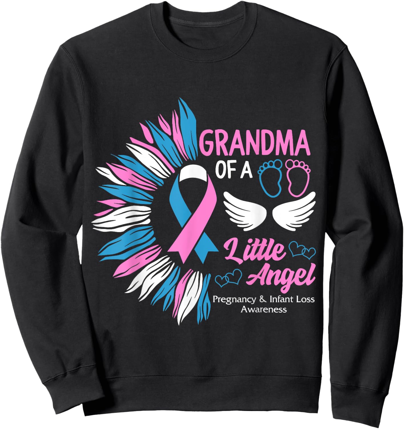 Grandma Of Little Angel Pregnancy Infant Loss Awareness Mom Sweatshirt - Sweatshirt | Black