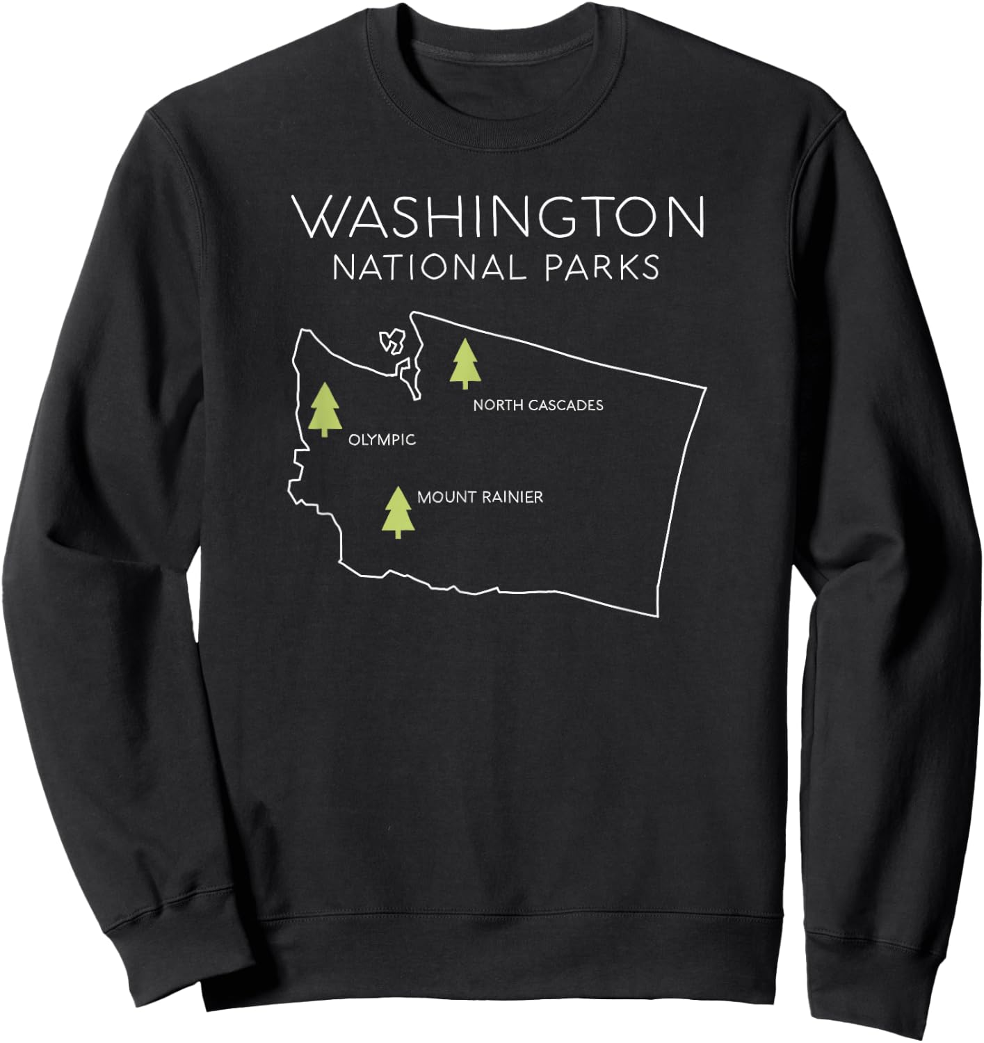 Washington National Park Map Mount Rainer North Cascades Sweatshirt - Sweatshirt | Black