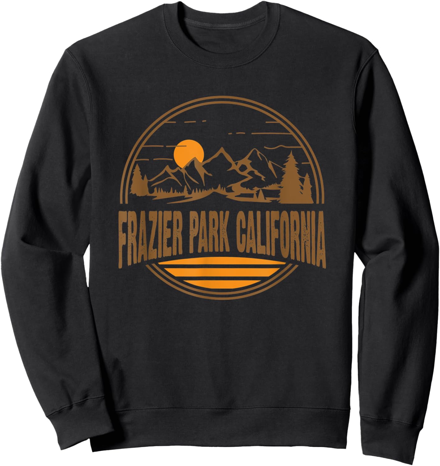 Vintage Frazier Park California Mountain Hiking Print Sweatshirt - Sweatshirt | Black