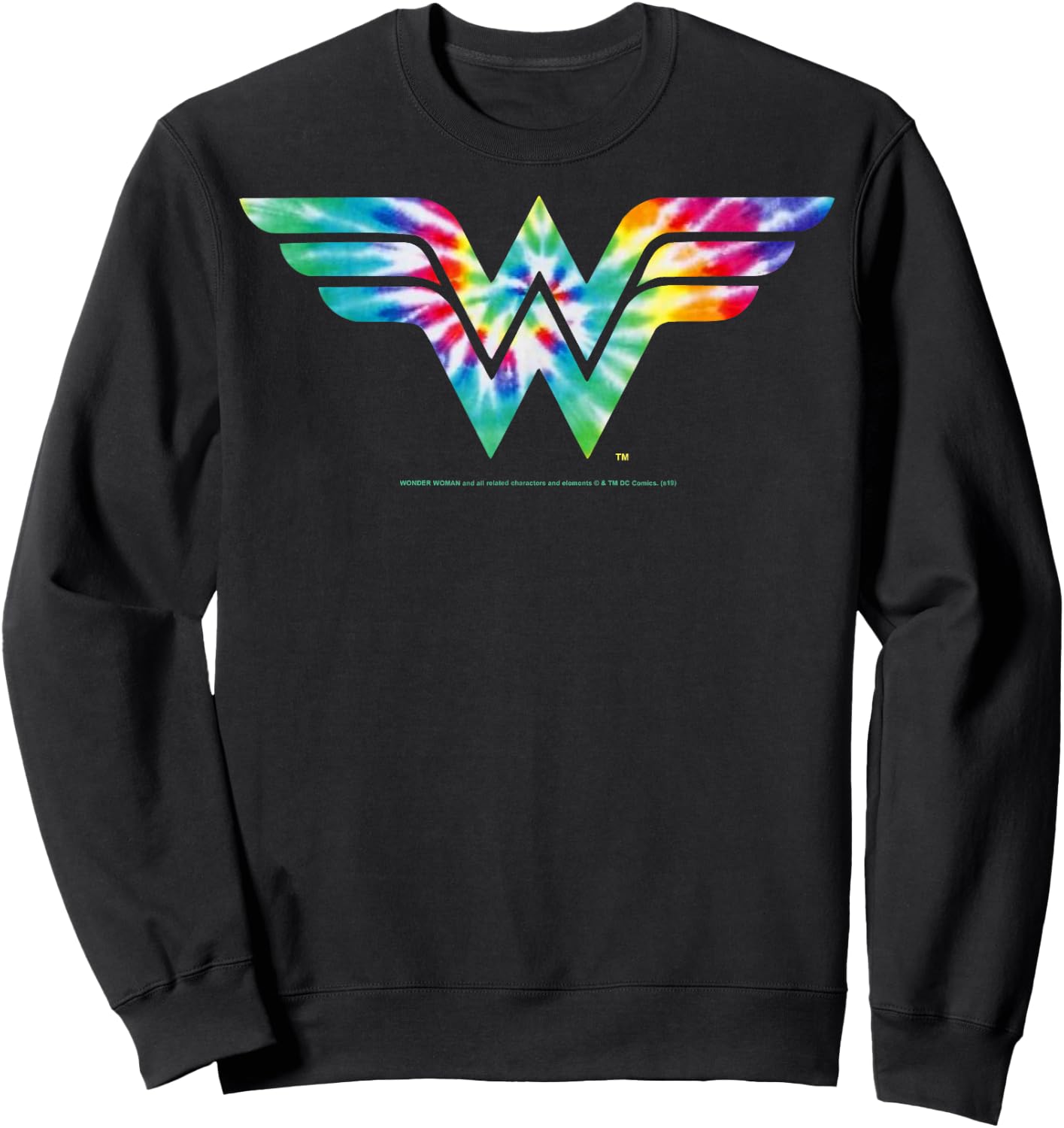 DC Comics Wonder Woman Tie Dye Logo Small Sweatshirt - Sweatshirt | Black