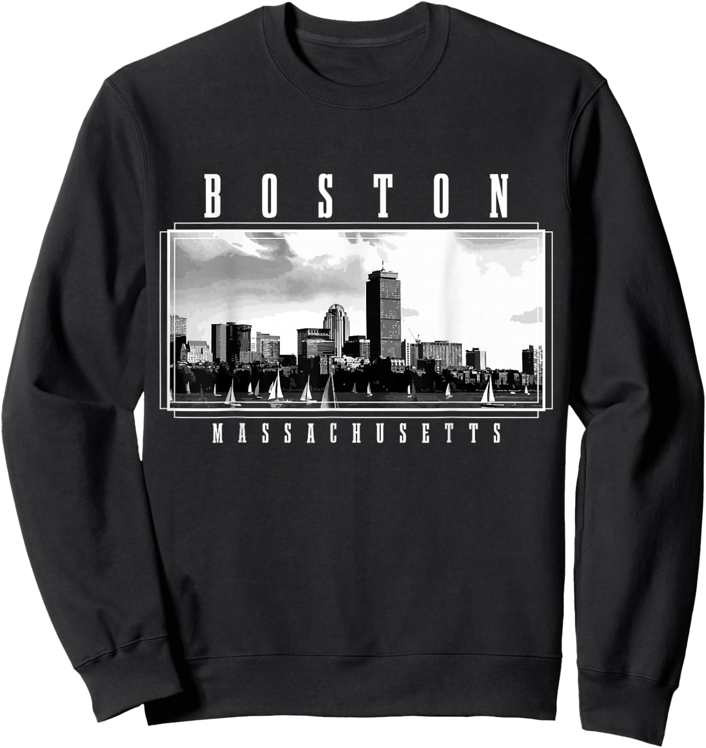 Boston Skyline Massachusetts Pride Vintage Boston Sweatshirt - Sweatshirt | Black
