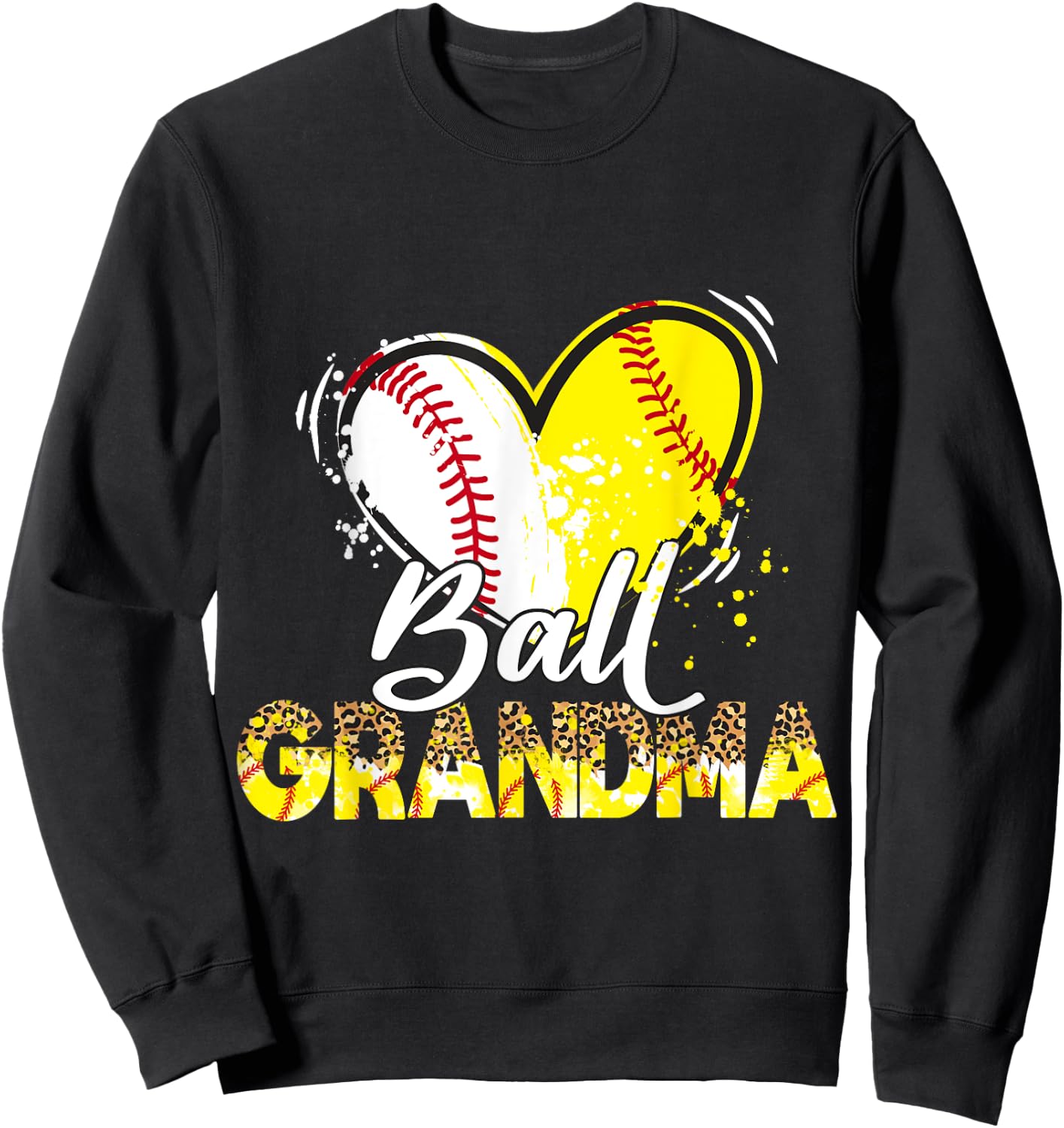 Grandma of Both Baseball Softball Sport Matching Family Sweatshirt - Sweatshirt | Black