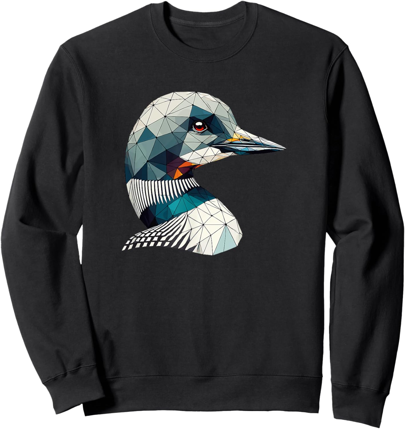 Geometric Art Common Loon Sweatshirt - Sweatshirt | Black