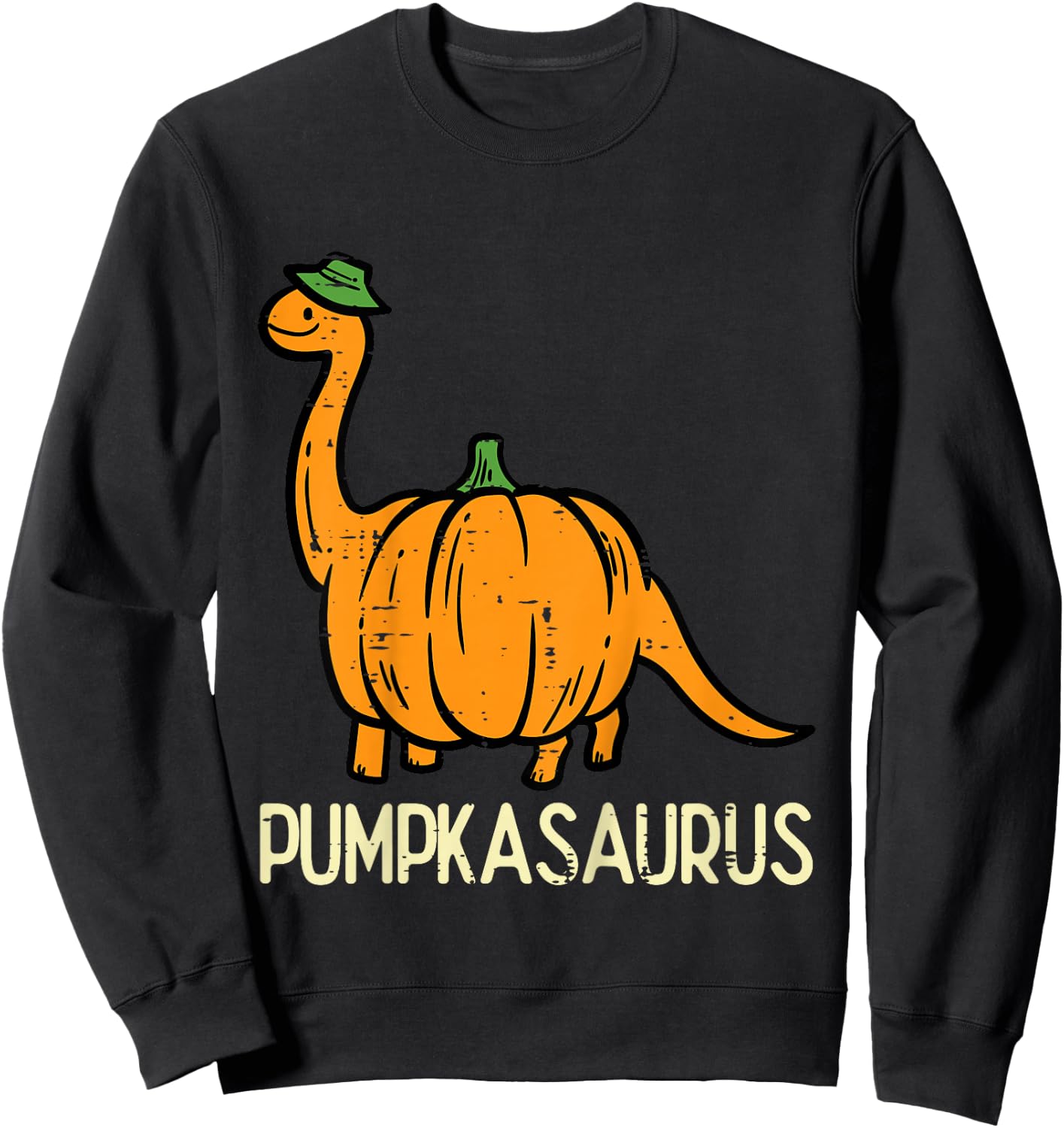 Kids Halloween Pumpkin Dino Pumpasaurus Costume Boys Kids Toddler Sweatshirt - Sweatshirt | Black