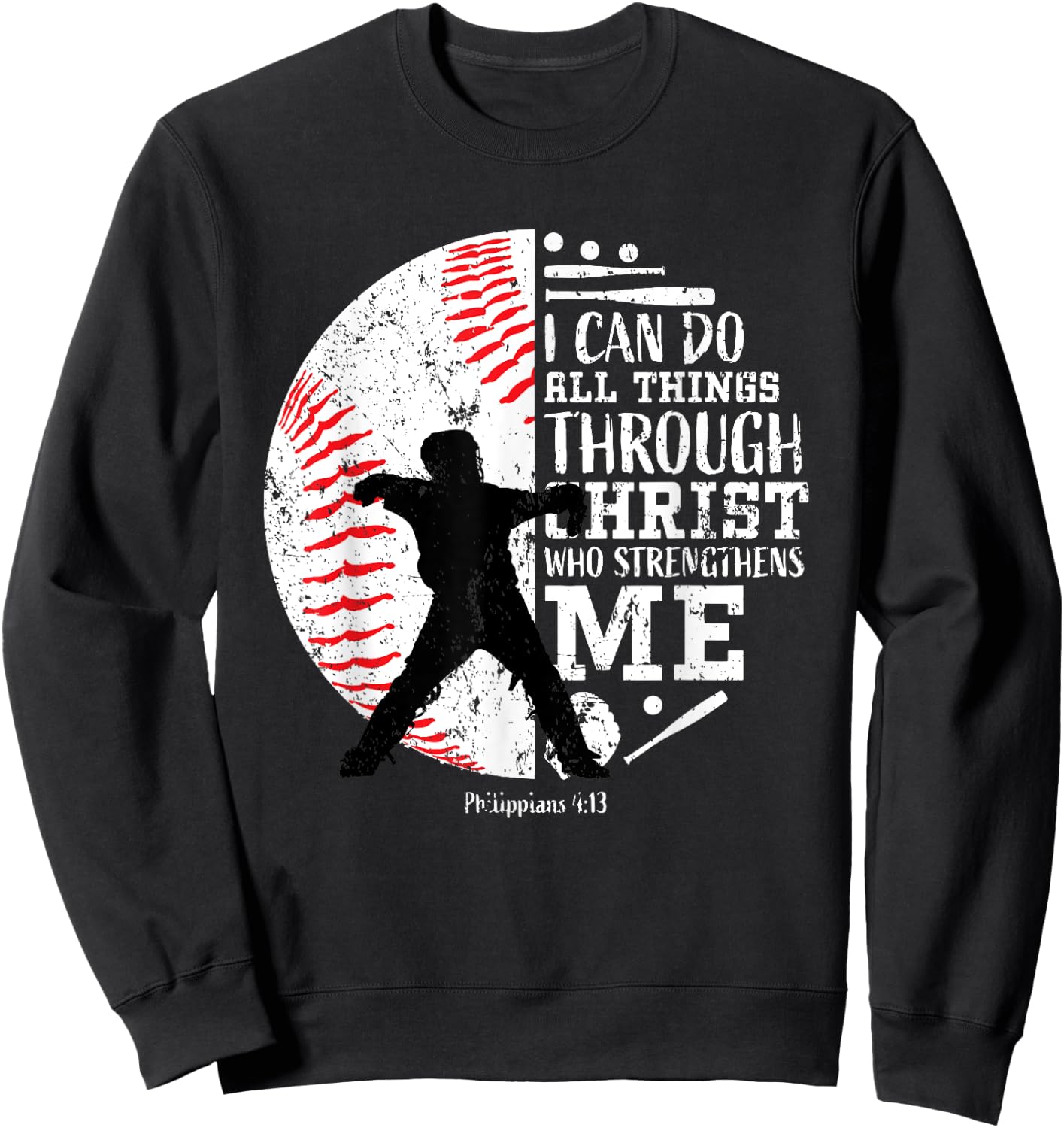 Baseball Catcher Gifts Players Teen Boys Kids Cool Christian Sweatshirt - Sweatshirt | Black