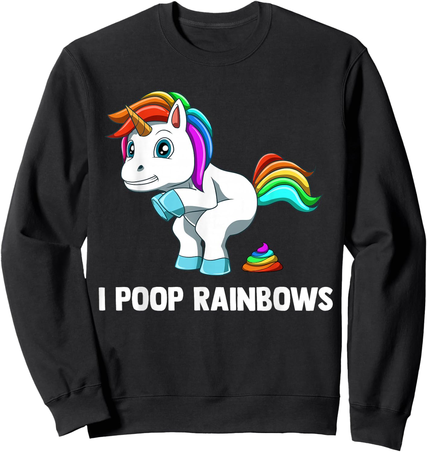 Rainbow Pooping Unicorn Sweatshirt - Sweatshirt | Black