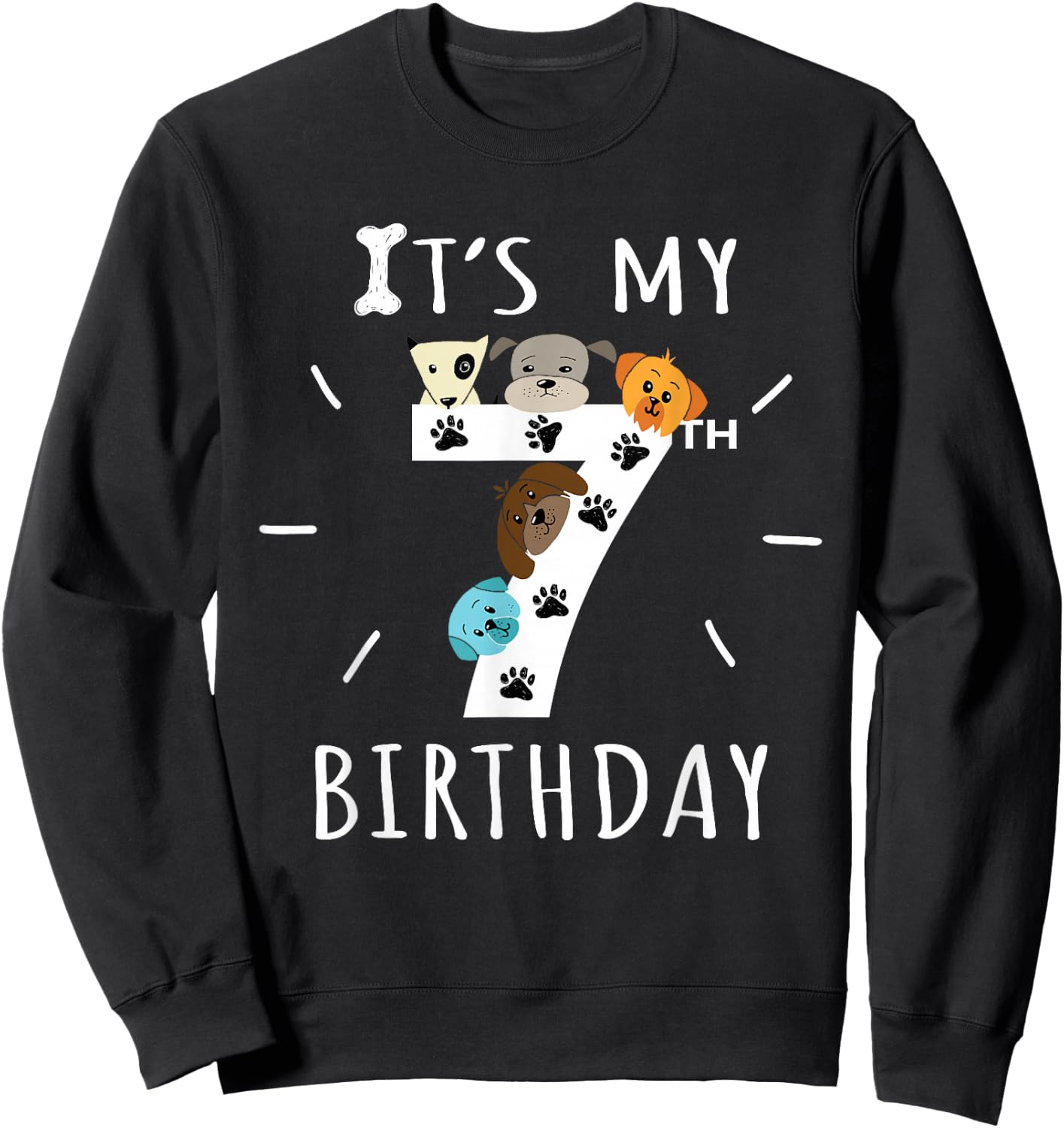 It's My 7th Birthday Dog Lover Theme 7 Years Old Puppy Sweatshirt - Sweatshirt | Black