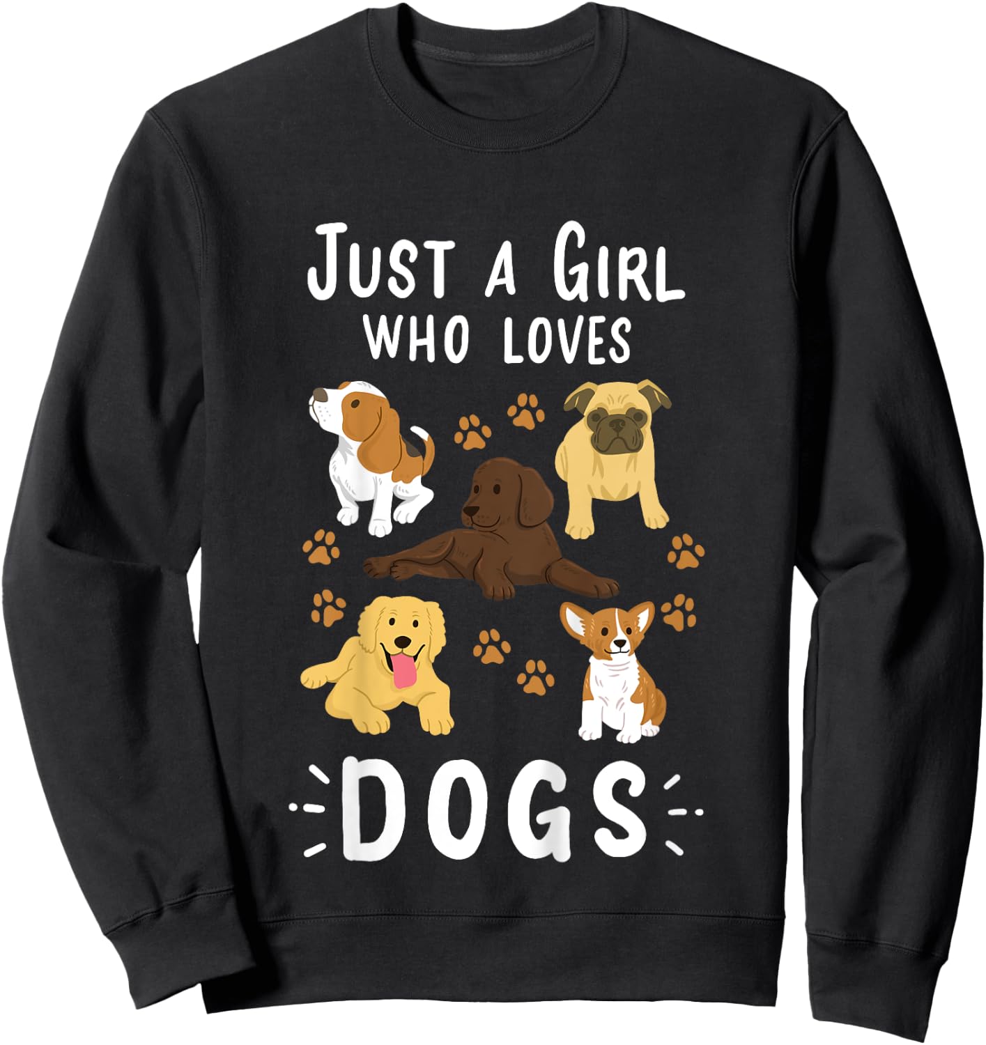 Kids Just a Girl Who Loves Dogs Dog Lover Gift Girls Sweatshirt - Sweatshirt | Black