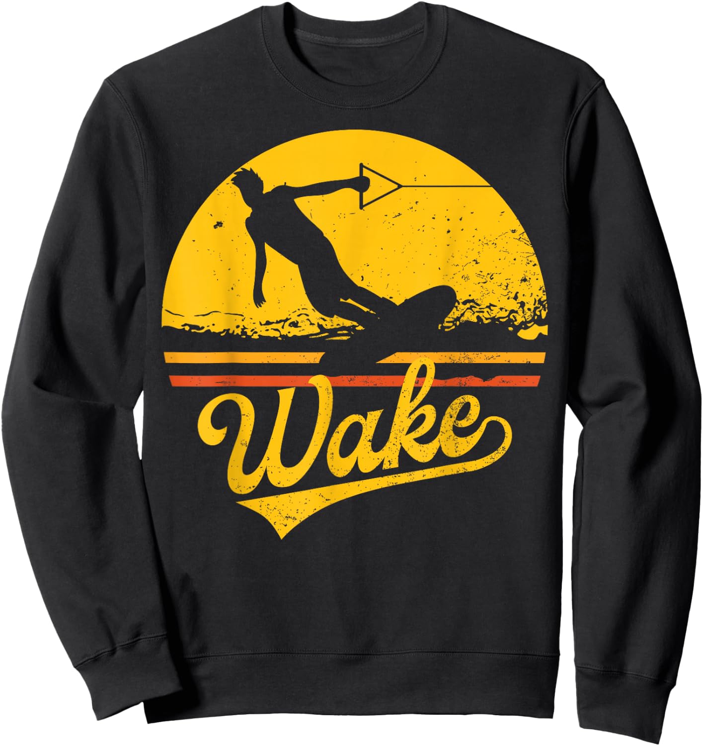 Vintage Wakeboard Sunset Fan Gift Wakeboarder wakeboarding Sweatshirt - Sweatshirt | Black