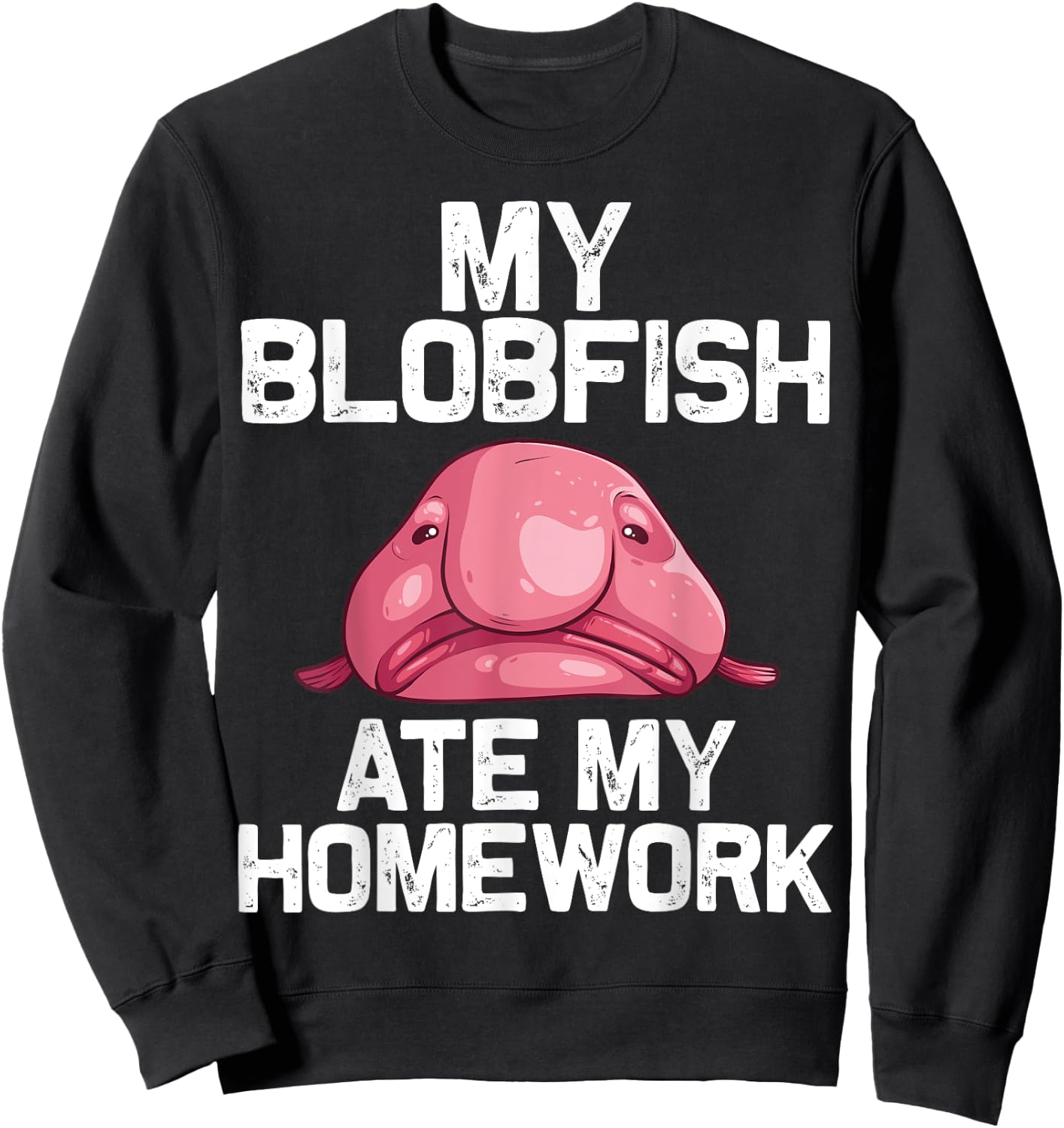 Funny Blobfish Gift Kids Boys Girls Stuffed Sea Animal Lover Sweatshirt - Sweatshirt | Black