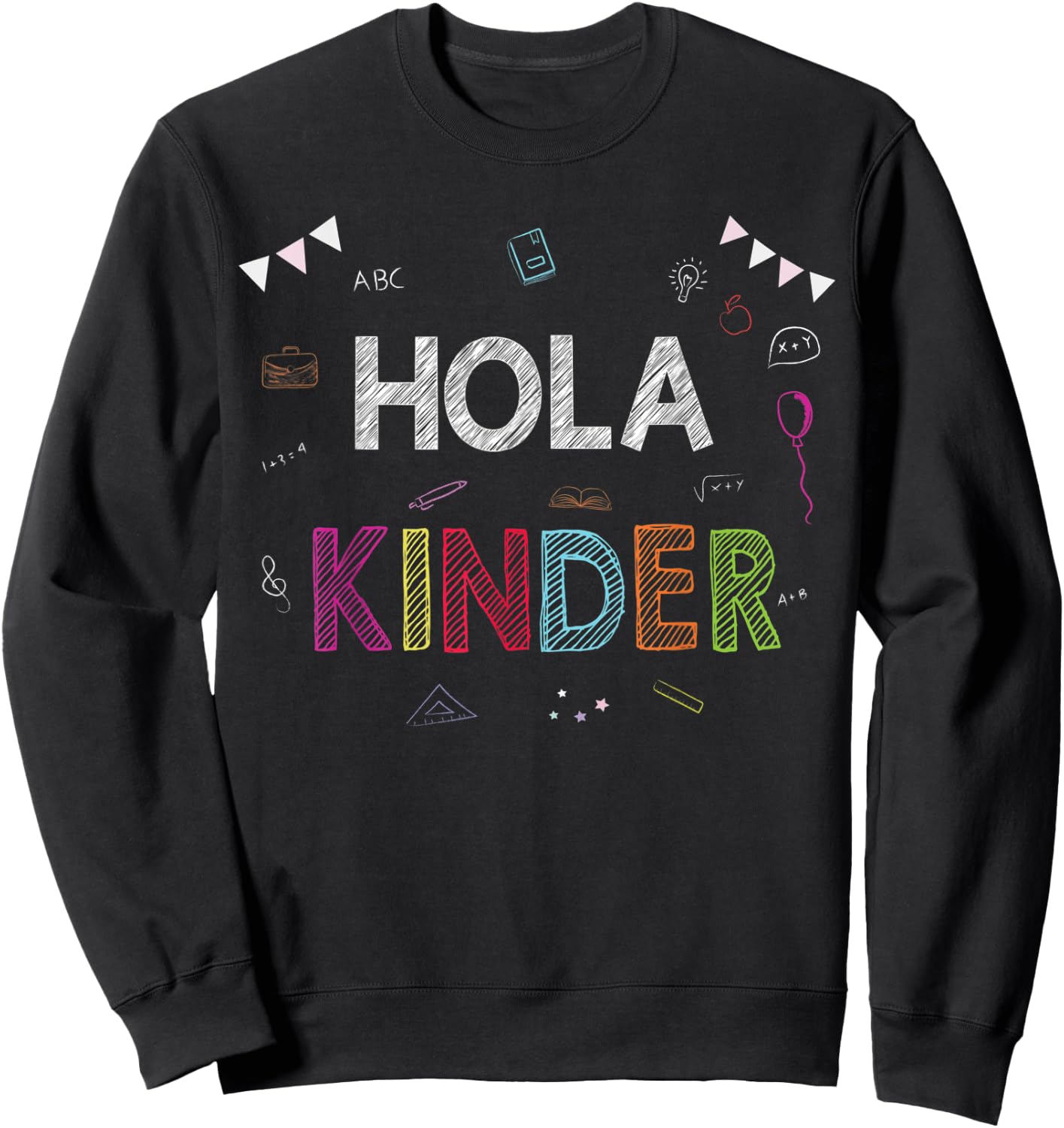 Hola Kinder Spanish back to school Gift Sweatshirt - Sweatshirt | Black