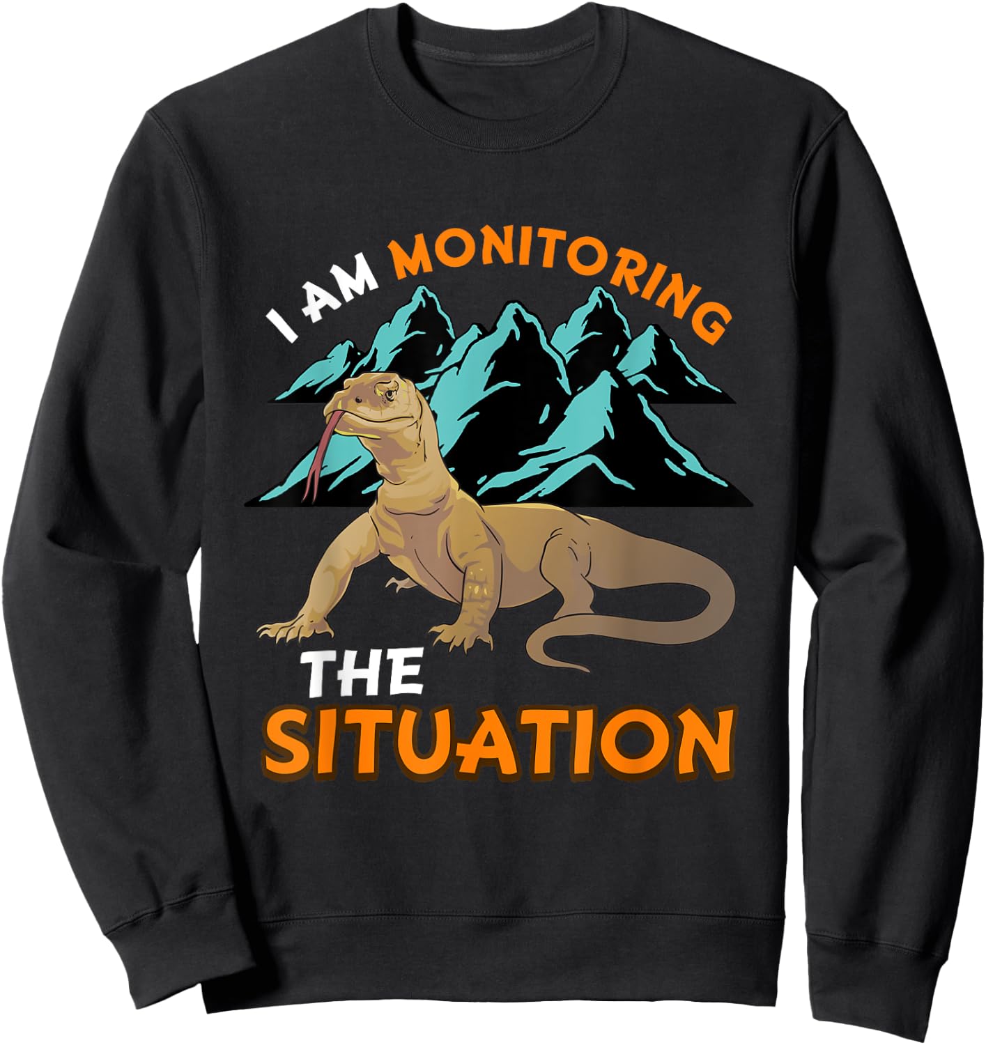 Funny Pet Monitor Lizard Graphic Humor Graphic Reptile Sweatshirt - Sweatshirt | Black