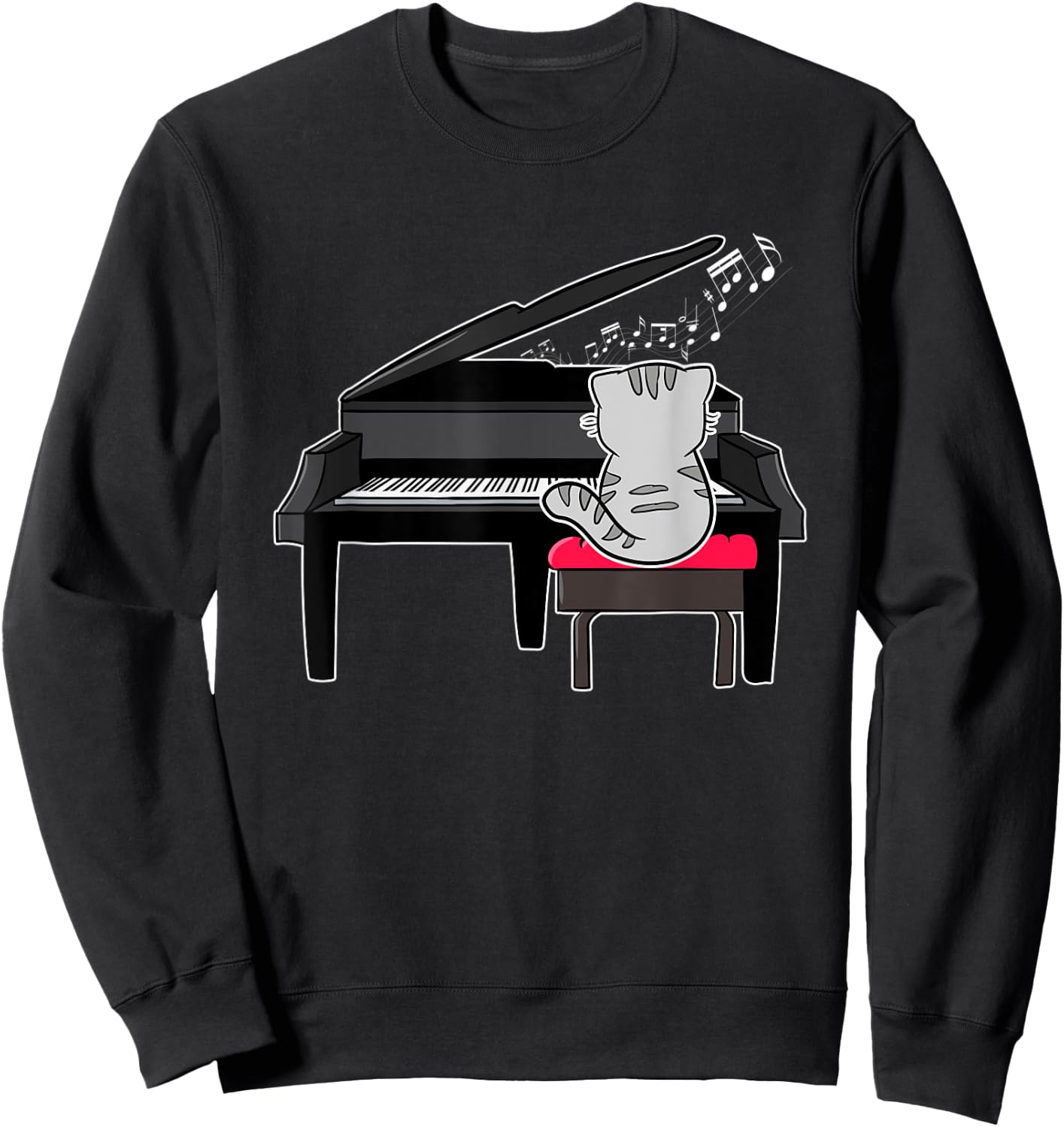 Piano Player Pianist Musical Cat Lover Kitty Owner Meow Sweatshirt - Sweatshirt | Black