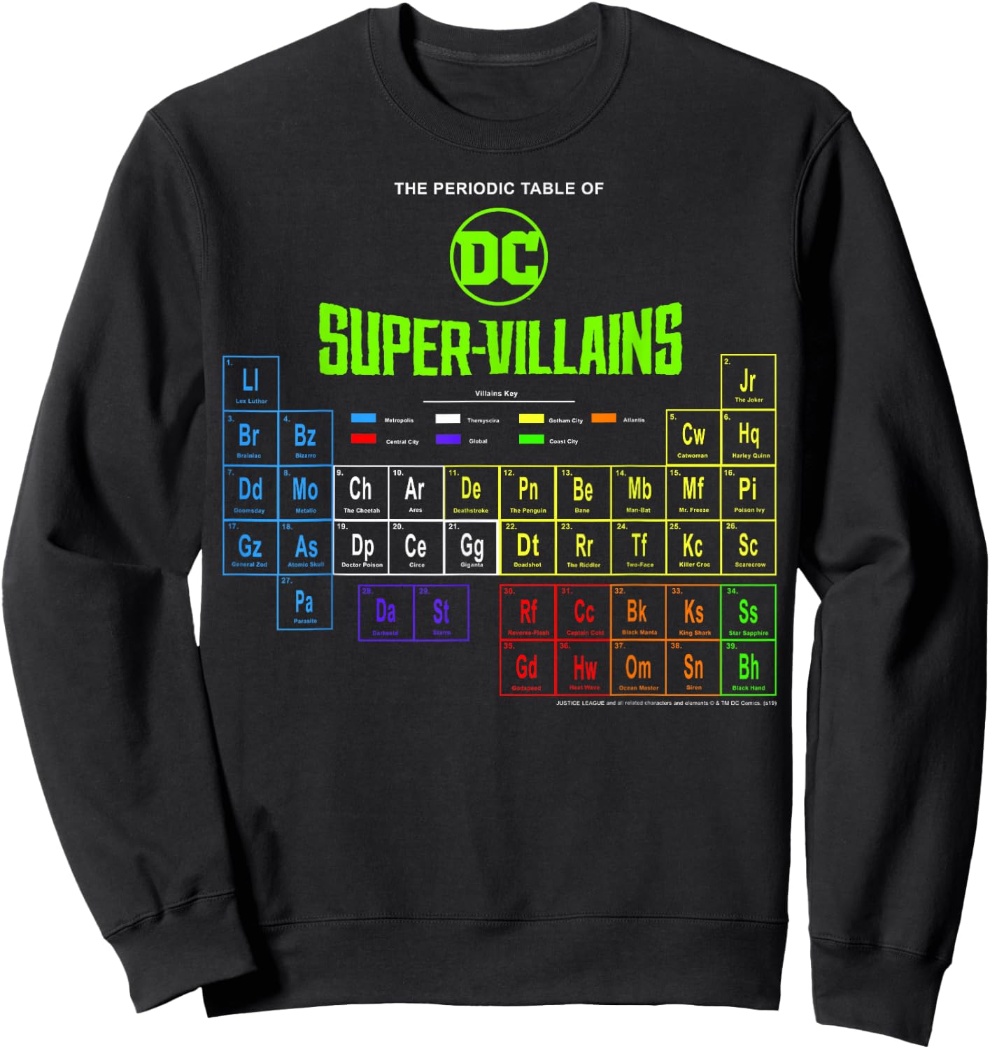 DC Comics The Periodic Table of Super Villains Sweatshirt - Sweatshirt | Black