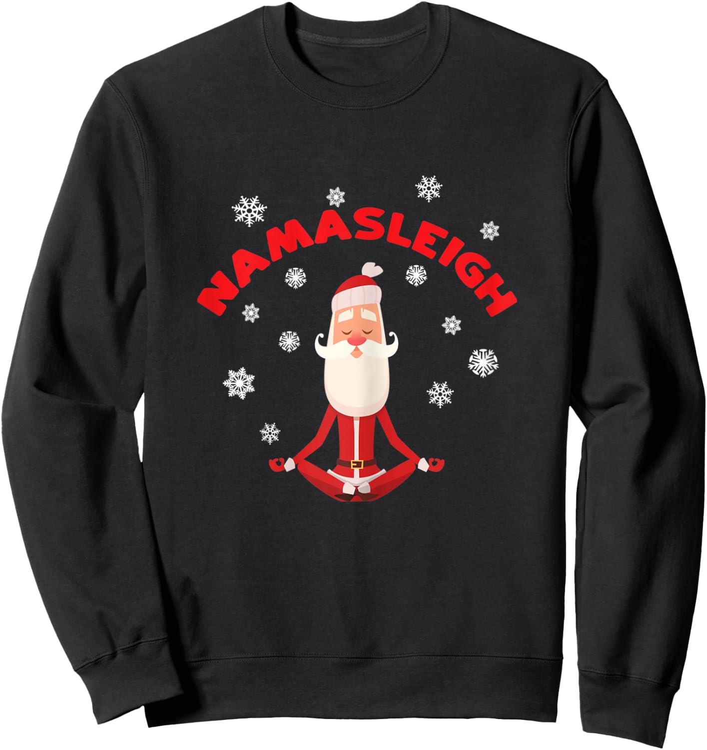 Namasleigh Yoga Christmas Santa Shirt Yoga Instructor Gift Sweatshirt - Sweatshirt | Black