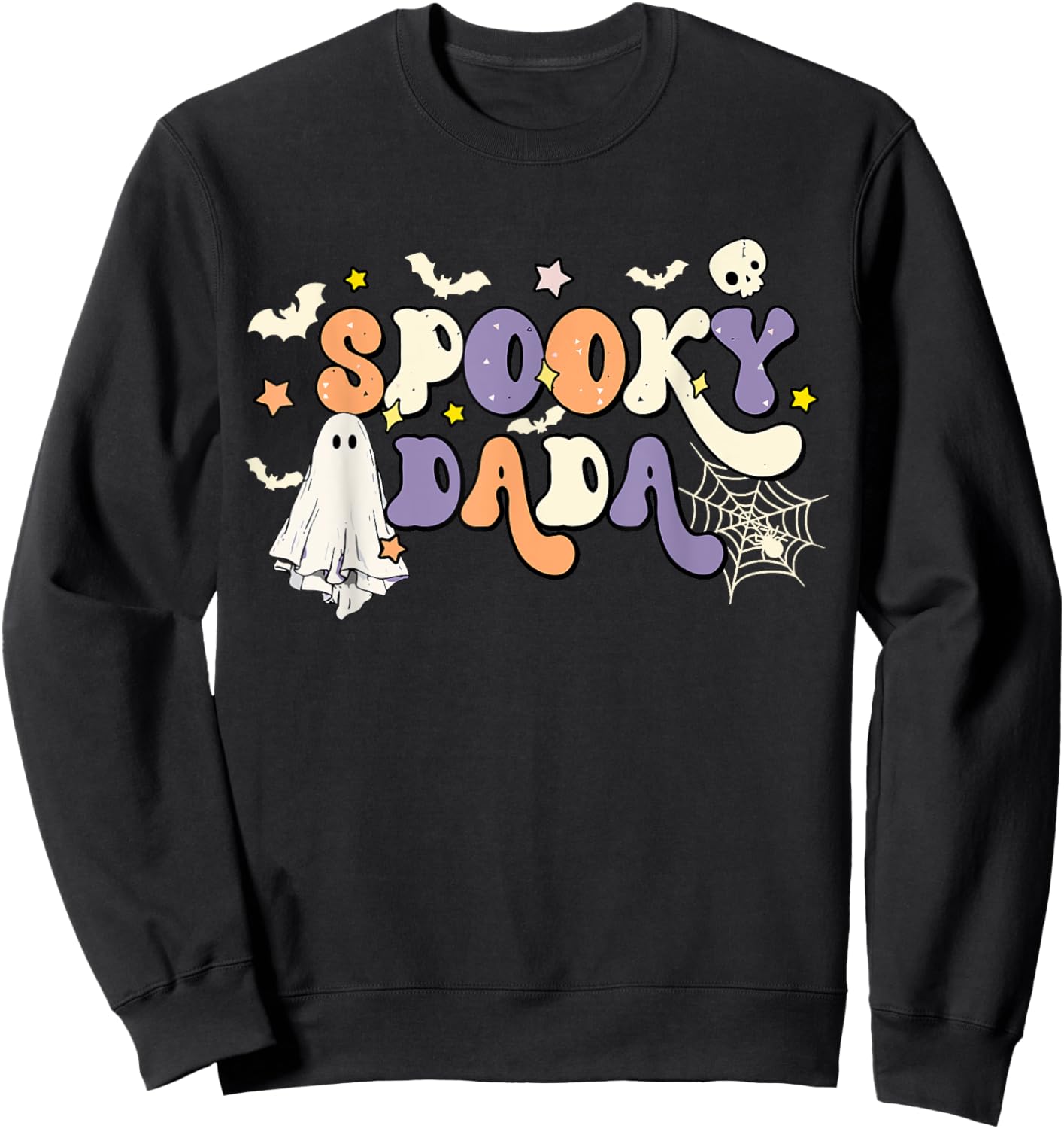 Spooky Dada Cute Ghost Halloween Dad Family Spooky Season Sweatshirt - Sweatshirt | Black