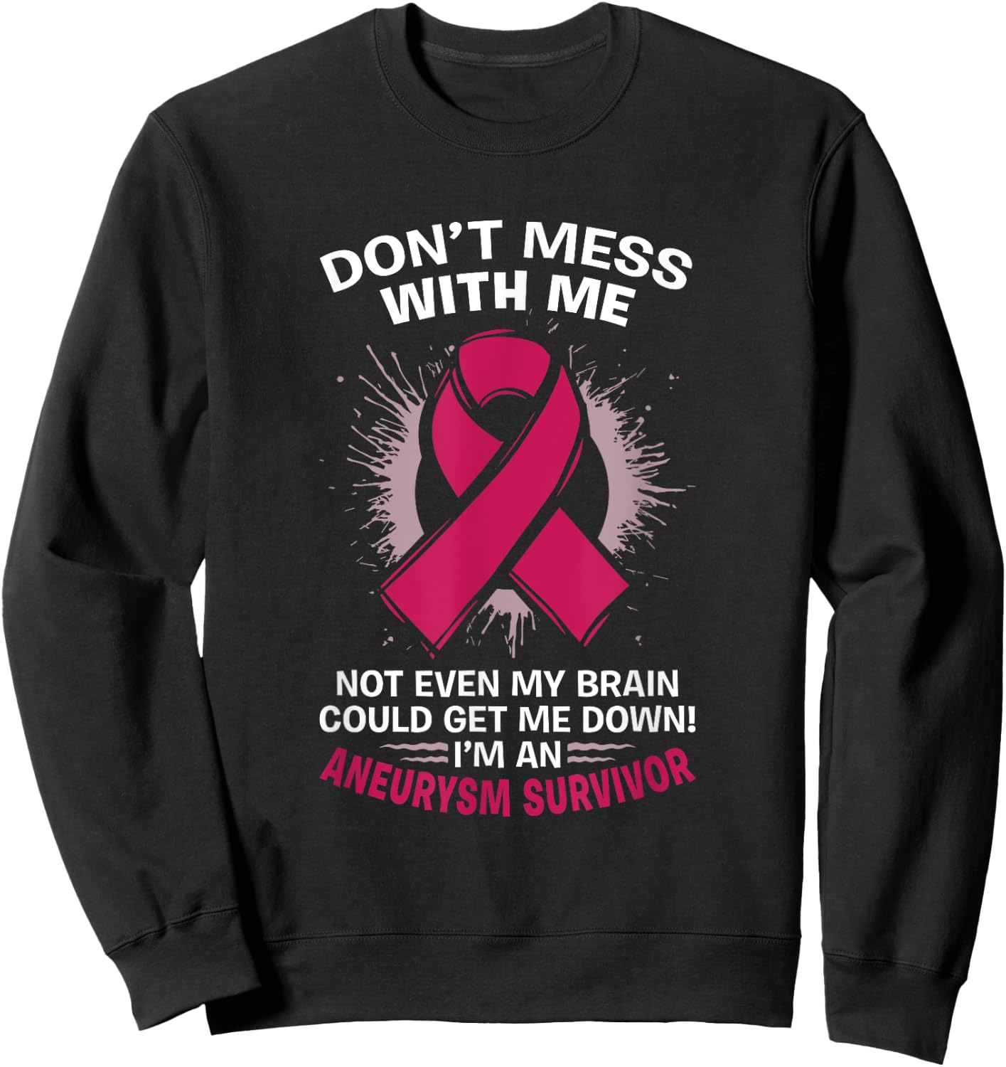 Brain Aneurysm Awareness Burgundy Aortic Aneurysm Survivor Sweatshirt - Sweatshirt | Black