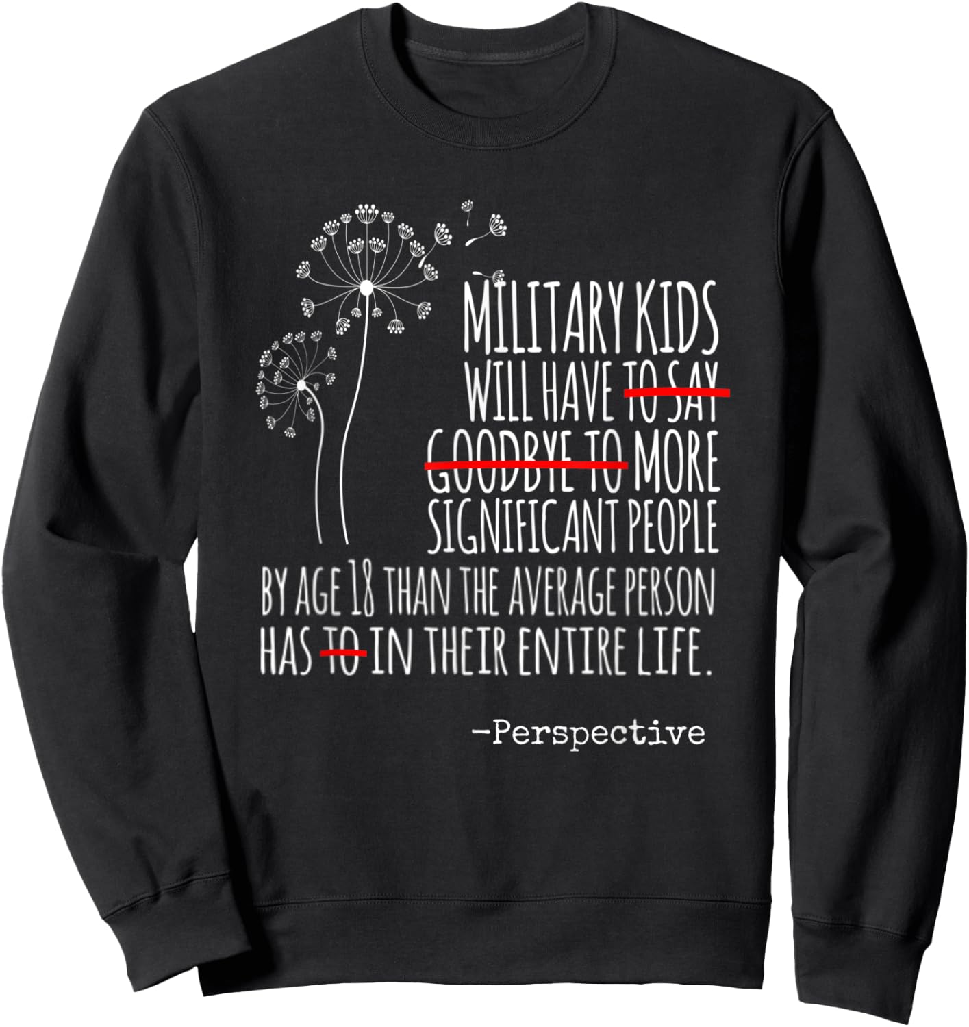 MILITARY KIDS, Military BRAT, Dandelion TCK Sweatshirt - Sweatshirt | Black