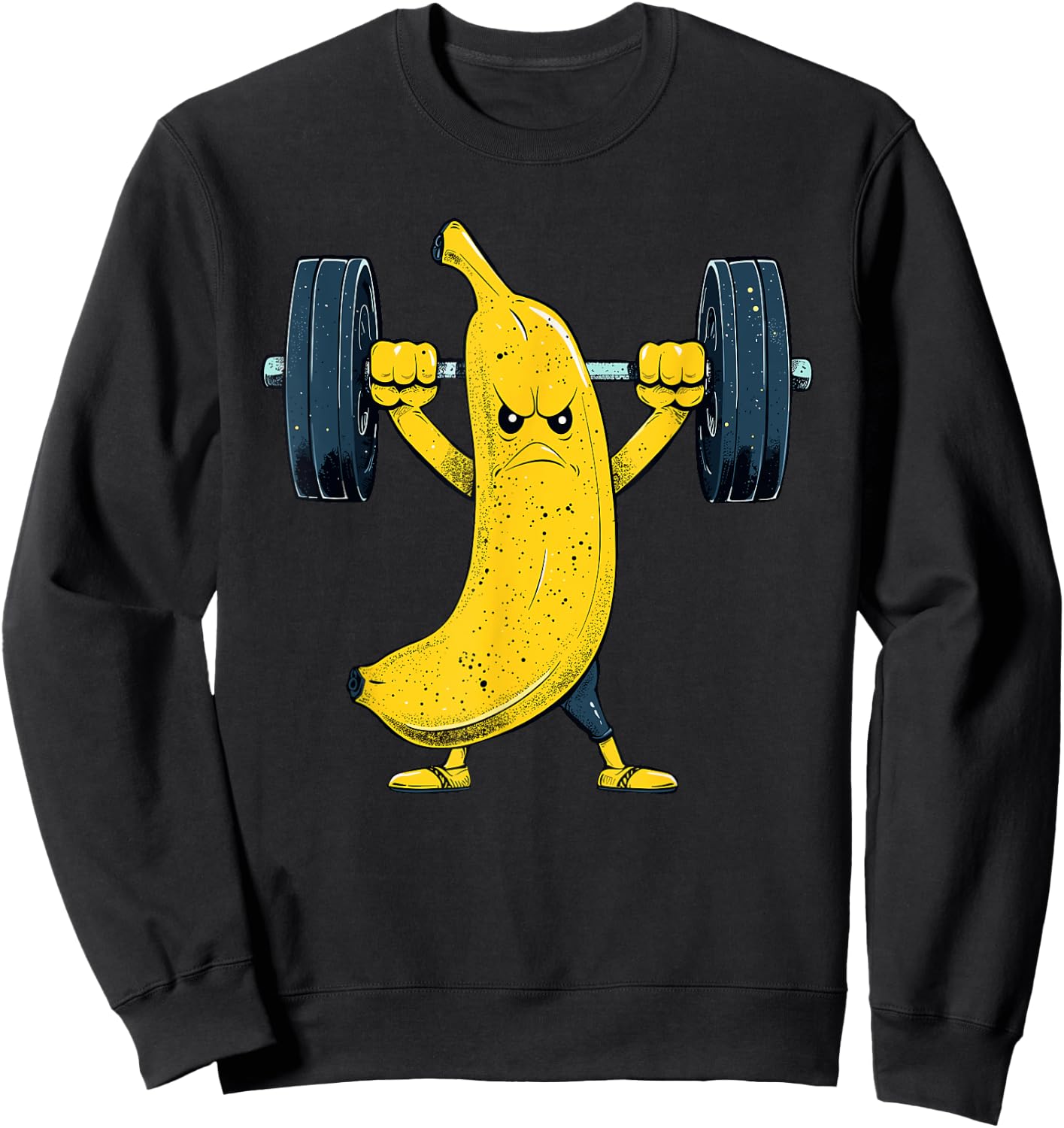 Banana Weightlifting Barbell Workout Fruit Weightlifter Sweatshirt - Sweatshirt | Black