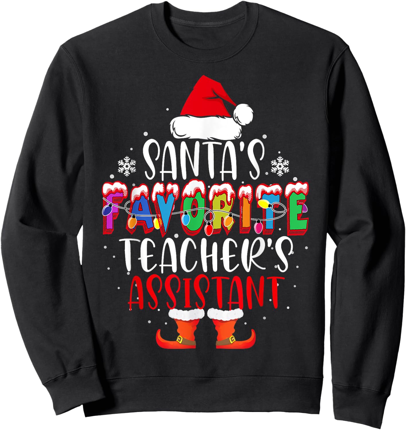 Santa's Favorite Teacher's Assistant Funny Christmas Gift Sweatshirt - Sweatshirt | Black
