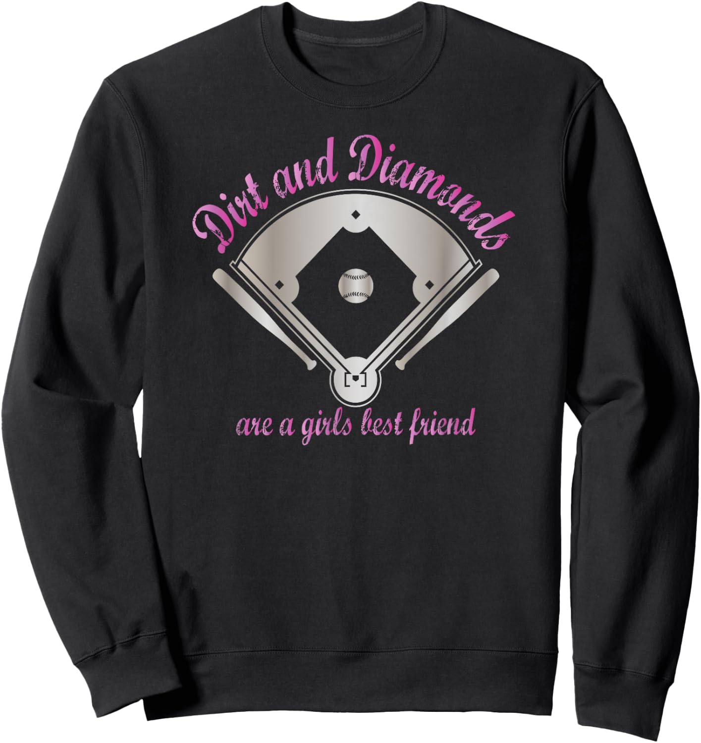 Dirt and Diamonds are a Girl's Best Friend Baseball Softball Sweatshirt - Sweatshirt | Black