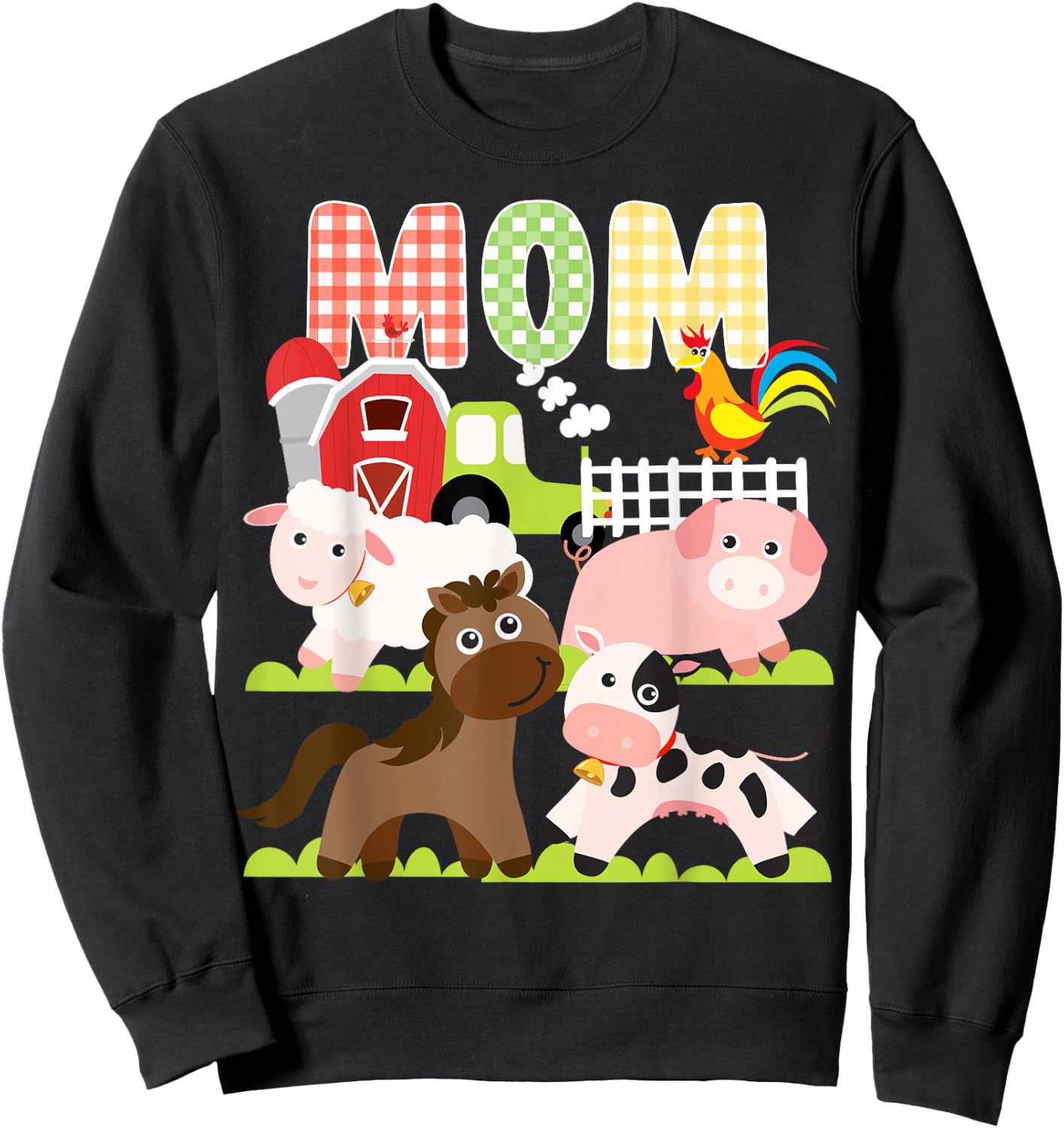 Mom Birthday Crew Barnyard Farm Animals Bday Party Sweatshirt - Sweatshirt | Black