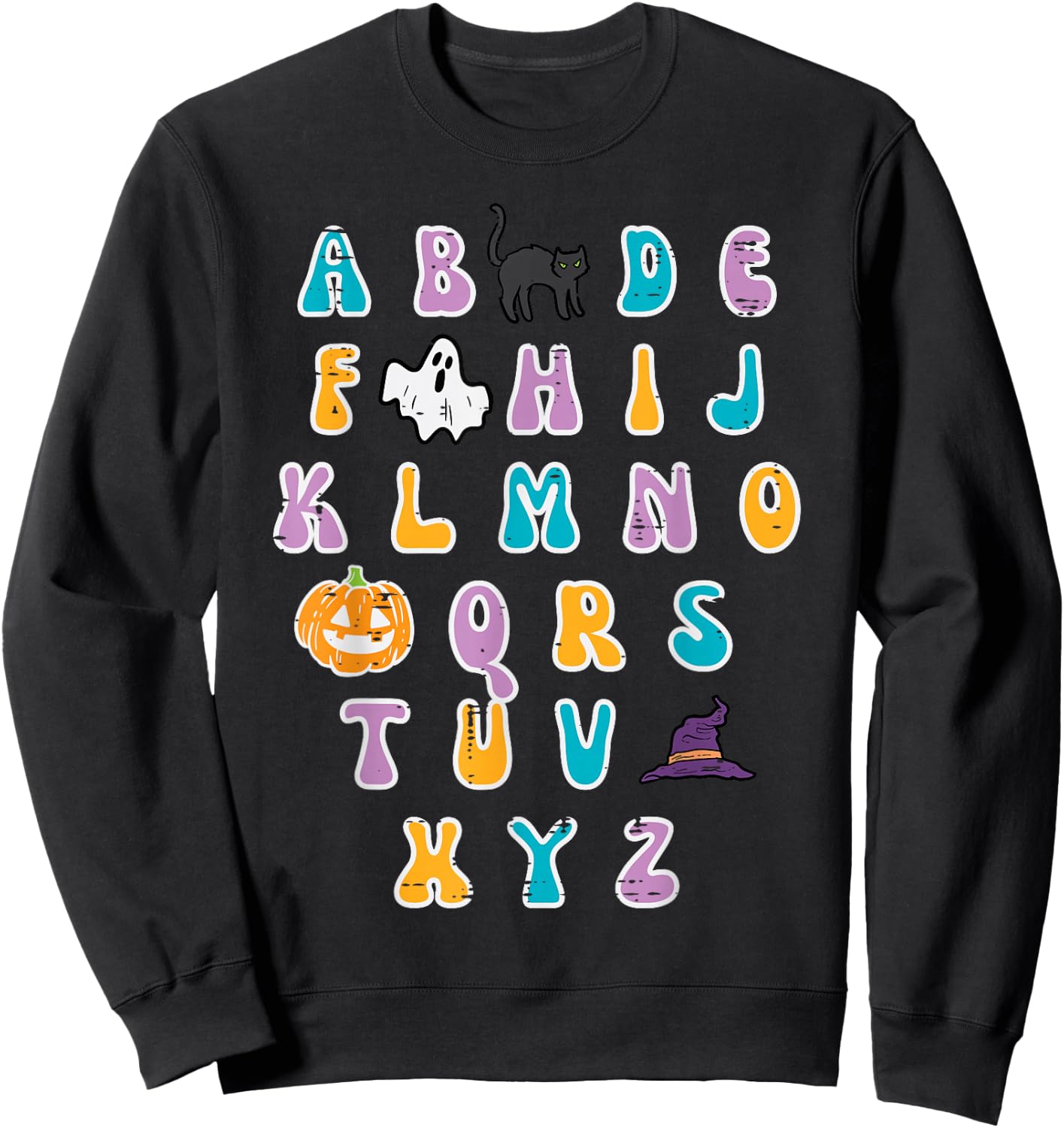 Halloween ABC Alphabet Cute Costume Teacher Women Girls Kids Sweatshirt - Sweatshirt | Black