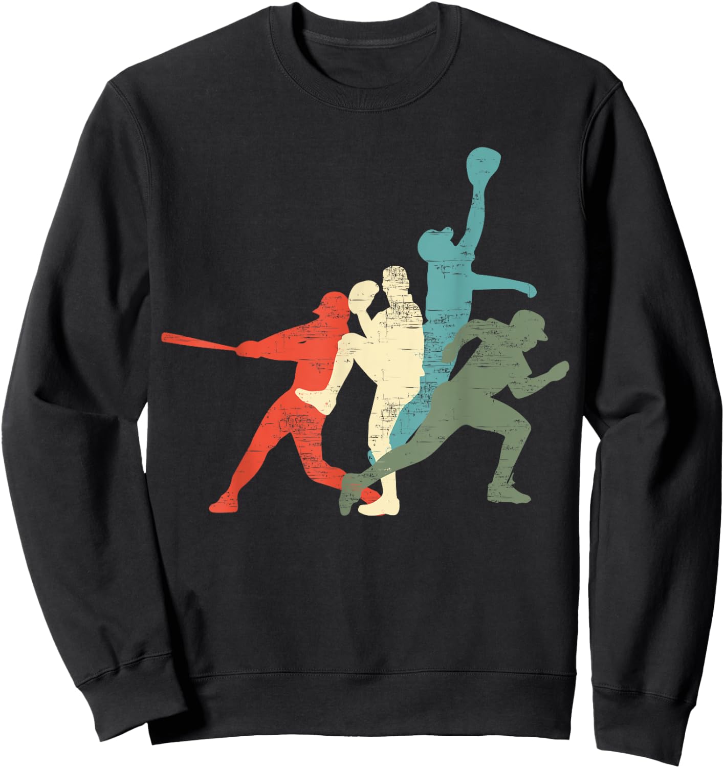 Baseball Vintage | Retro Catcher Pitcher Batter Sweatshirt - Sweatshirt | Black