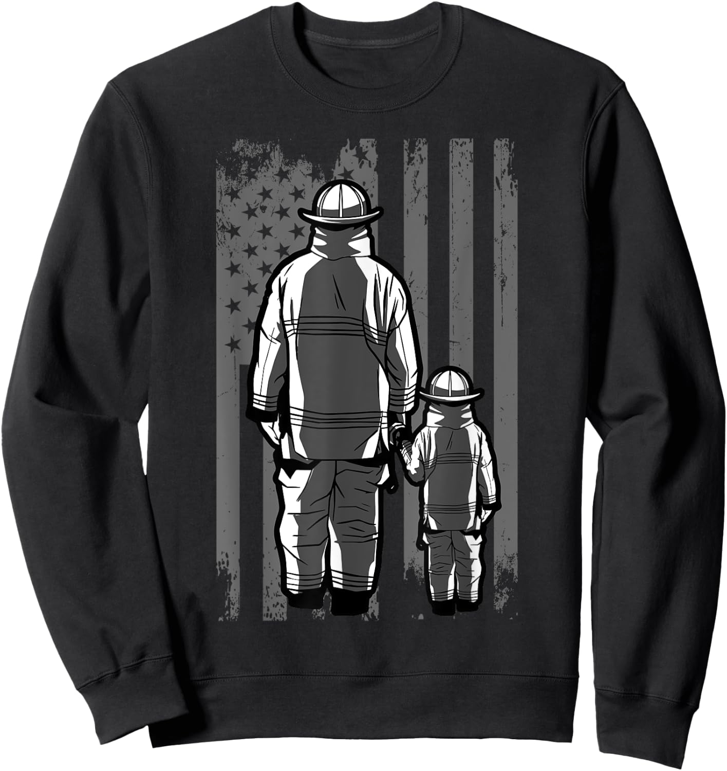 Firefighter Dad Firefighting Patriotic Fireman Father's Day Sweatshirt - Sweatshirt | Black