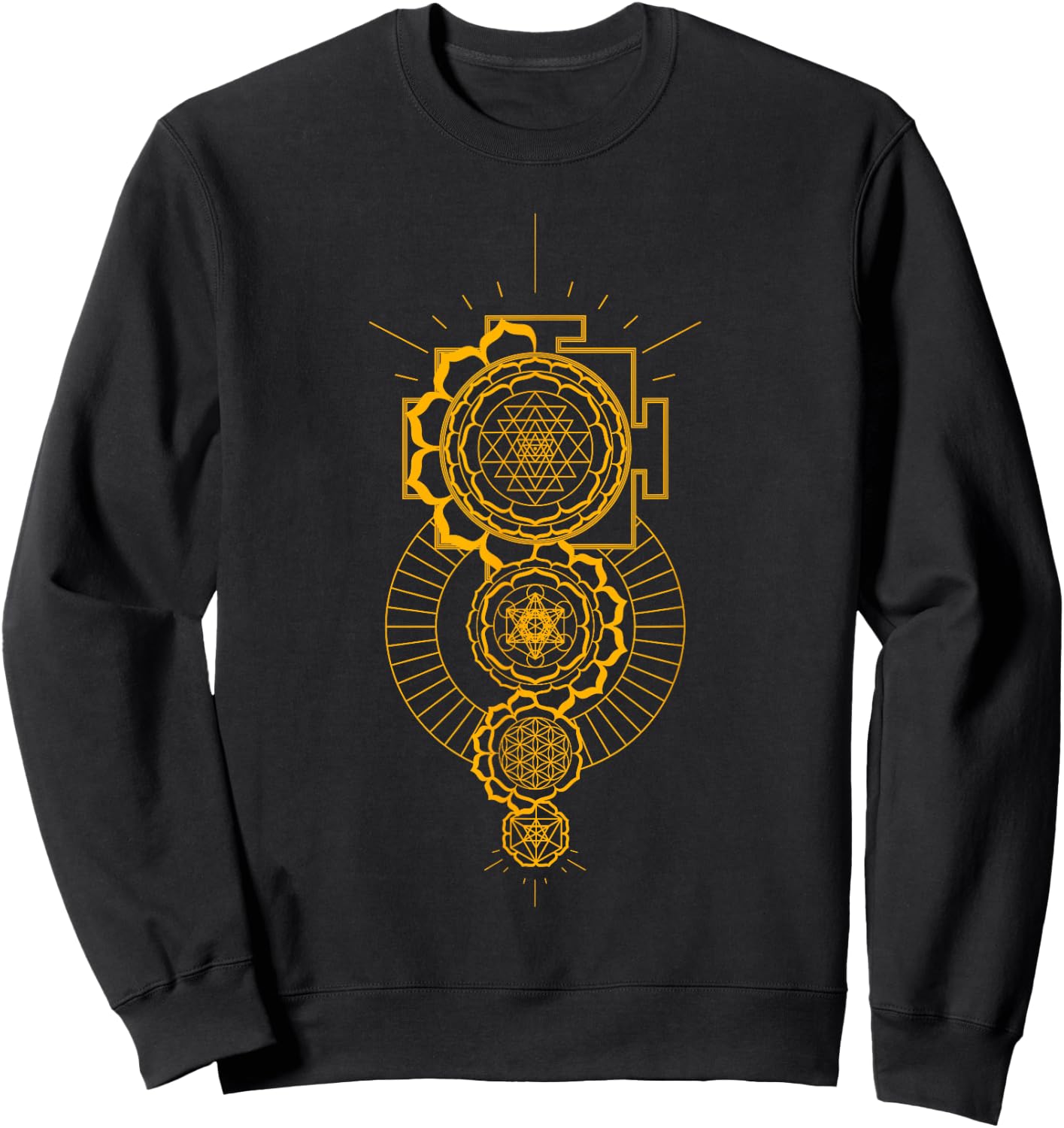 Sri Yantra Sacred Geometry Tattoo Design Mandala and Merkaba Sweatshirt - Sweatshirt | Black