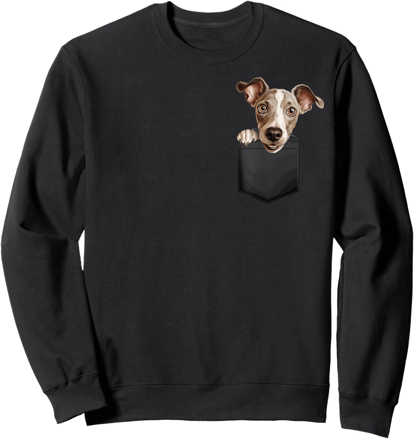 Funny Italian Greyhound Puppy Dog In Pocket Cute Pet Lover Sweatshirt - Sweatshirt | Black