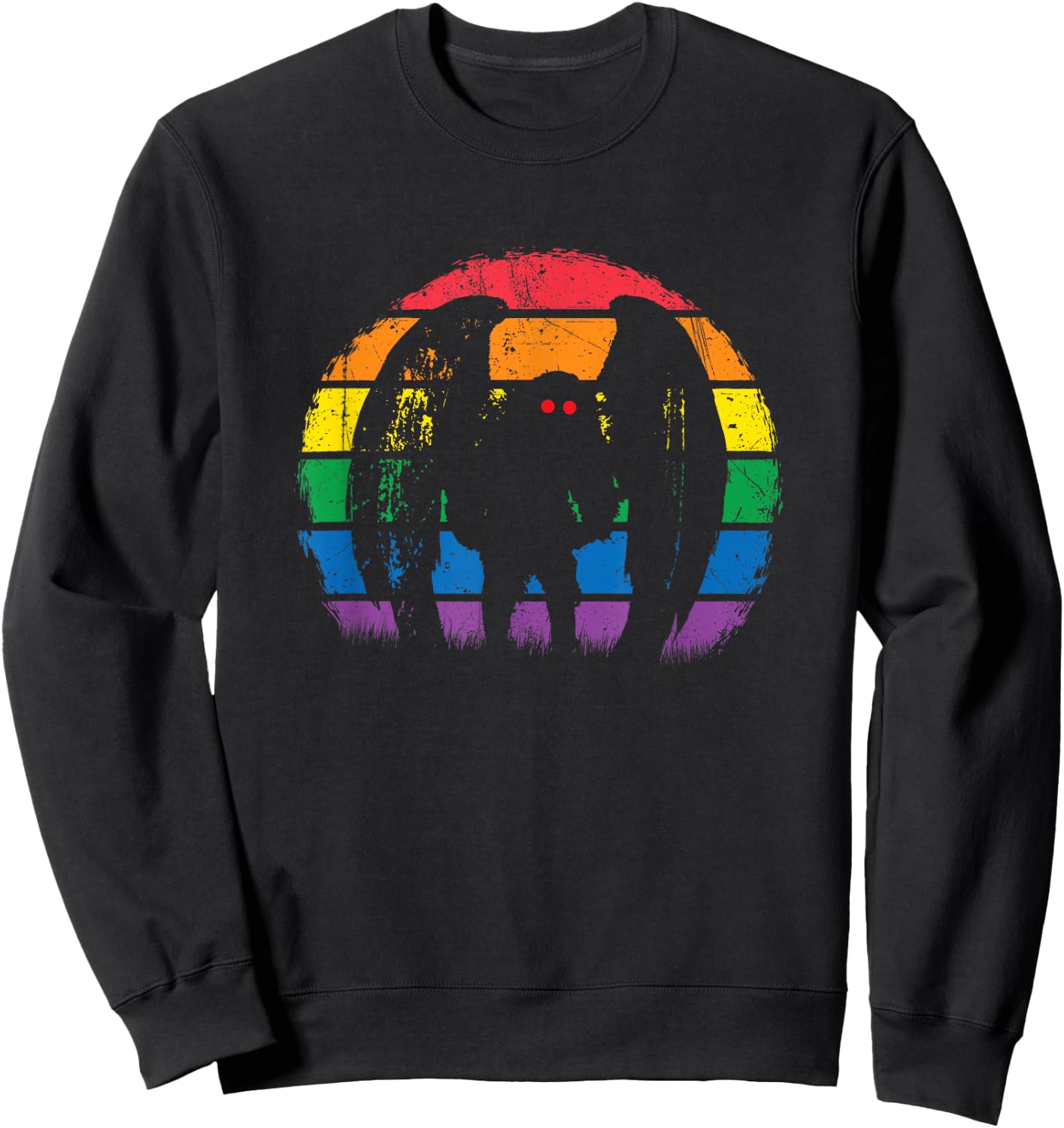 Mothman - Retro Rainbow, Colorful Cryptid Sweatshirt - Sweatshirt | Black