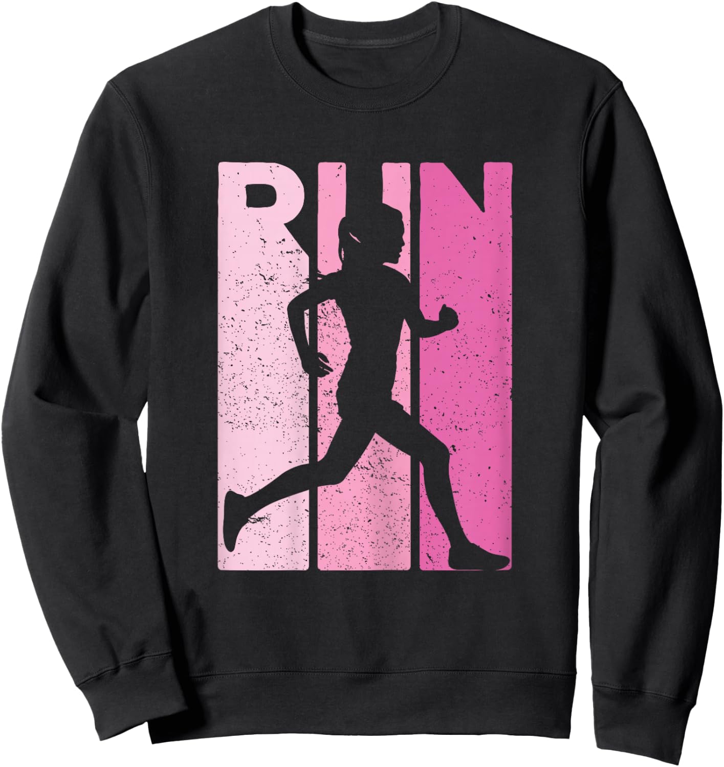 Retro RUN Runner Jogger Marathon Vintage for Girls Women Sweatshirt - Sweatshirt | Black
