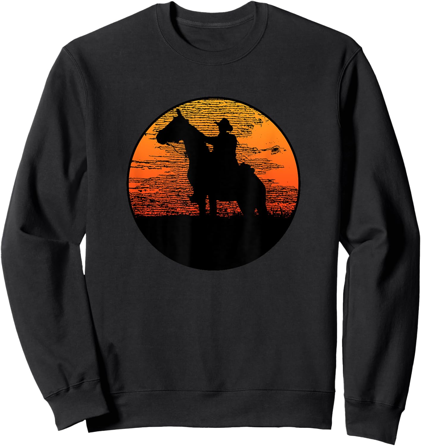 Western Style T33Z -Adults Kids Western Horse Graphic Black Small Classic Fit Pull On Short Sleeve Sweatshirt - Sweatshirt | Black