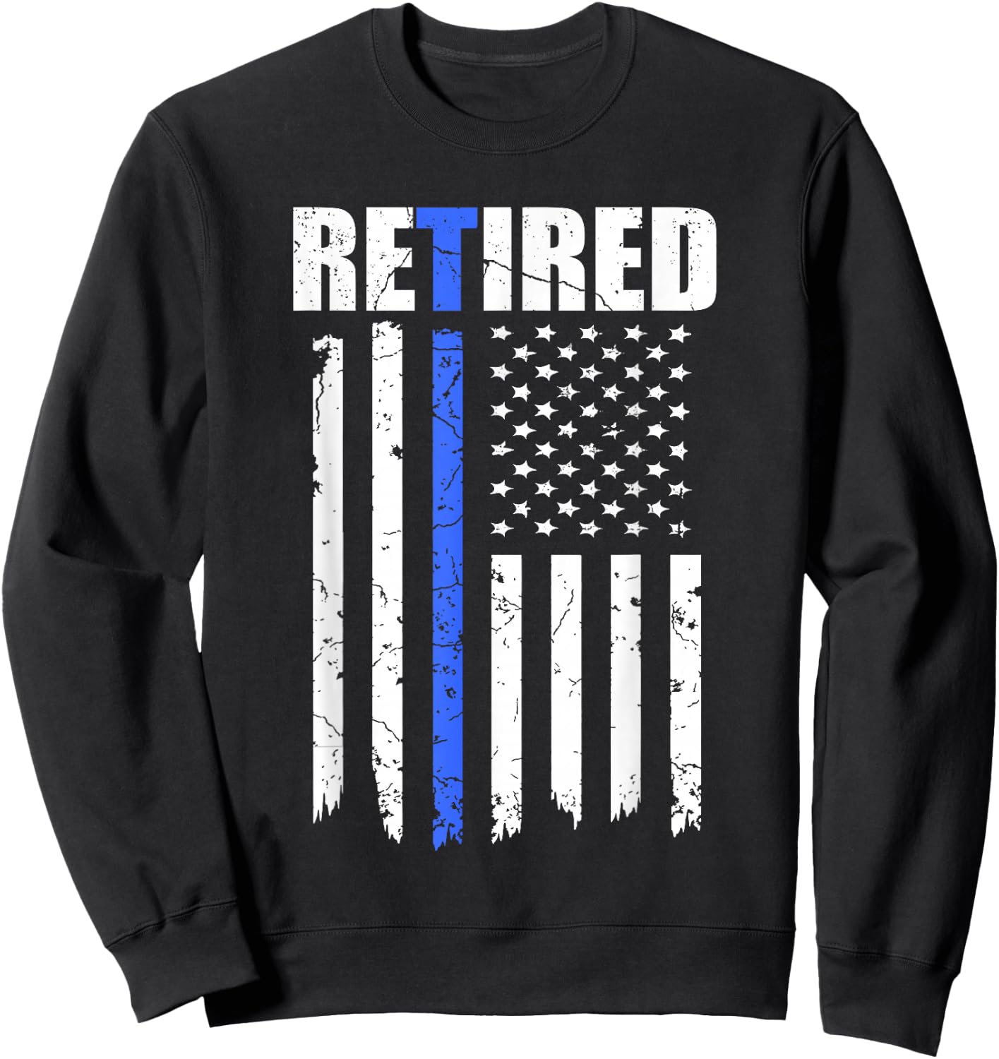 Retired Police Officer American Flag Retirement 2021 Cop Sweatshirt - Sweatshirt | Black