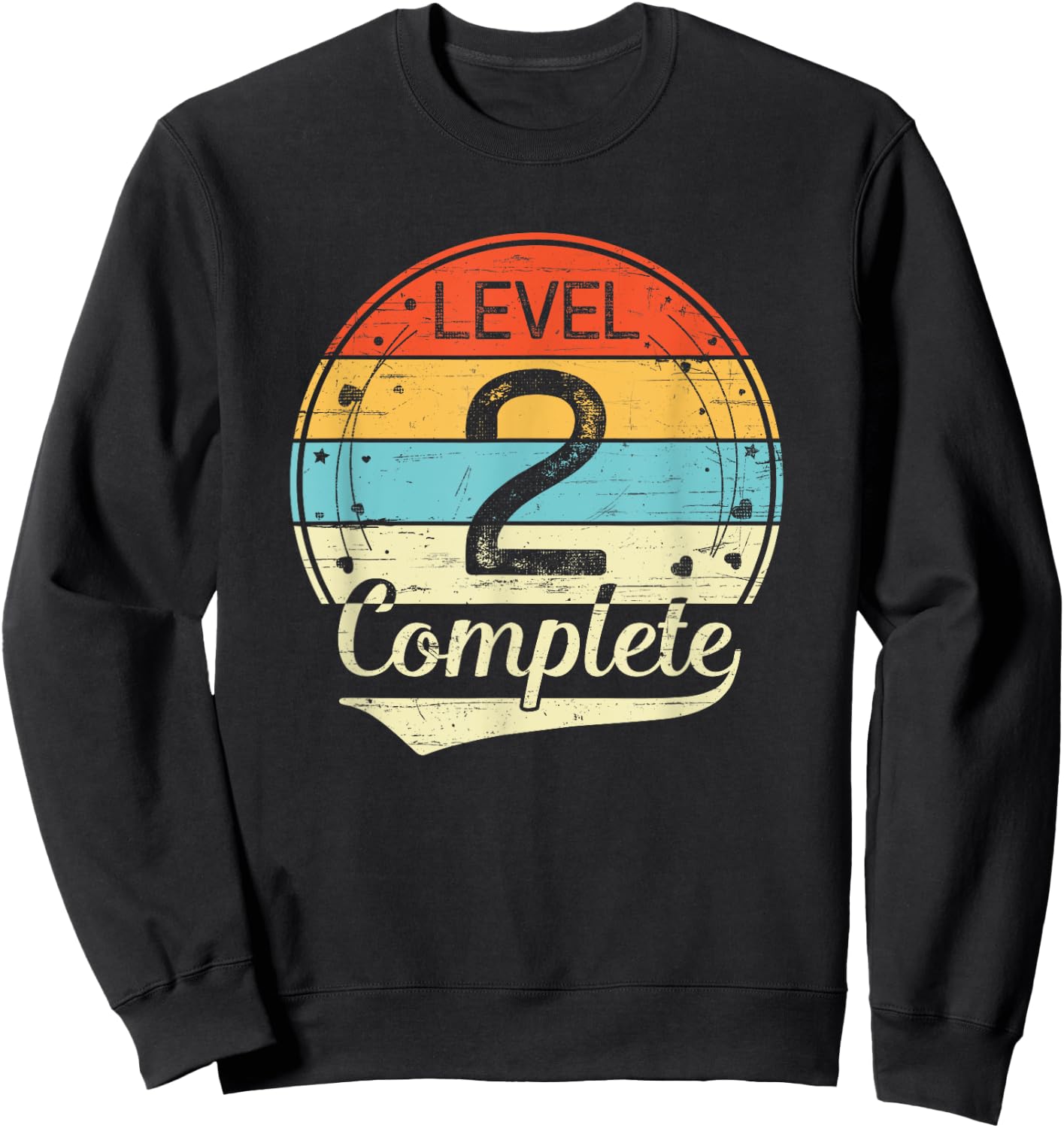 Level 2 Complete Retro 2nd Wedding Anniversary Sweatshirt - Sweatshirt | Black